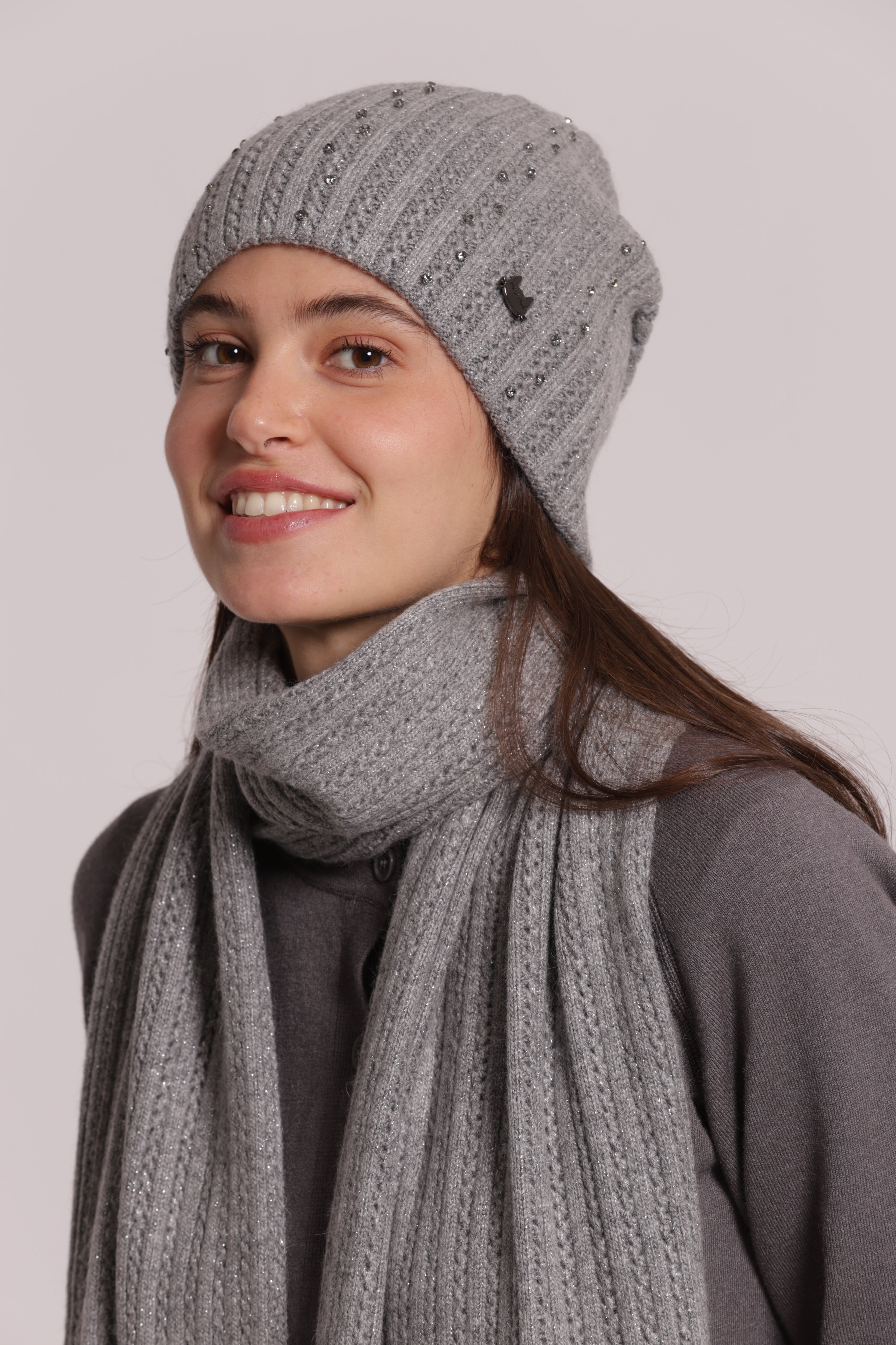Mimi Mua Berretto Trecce con Strass Nero