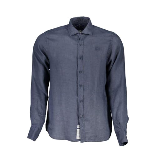 La Martina Blue Linen camicia lino uomo blu XL
