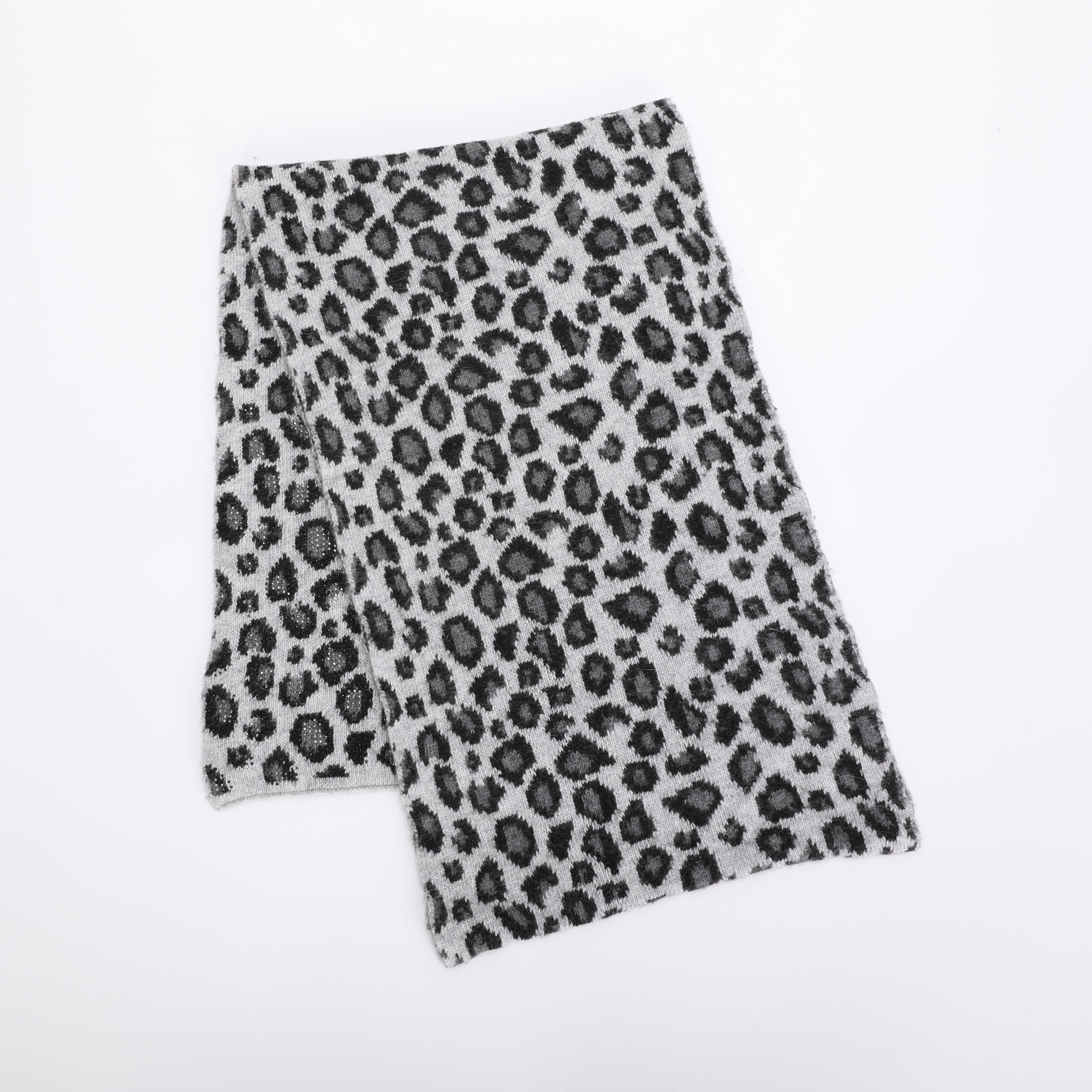 Mimi Mua Sciarpa Leopardata Strass Nero