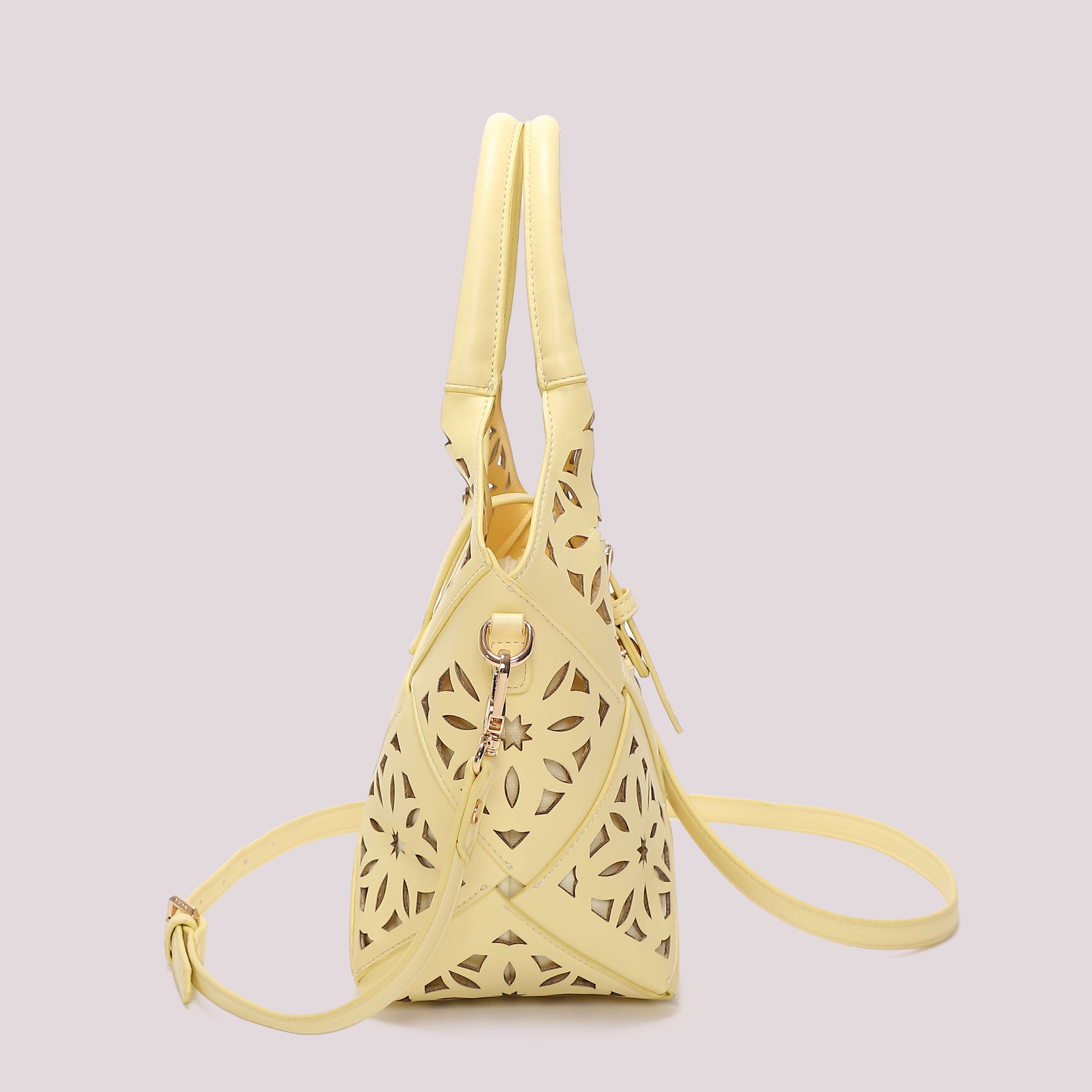 Mimi Mua Tracolla Motivo Traforato Borsa Bianca 26 cm