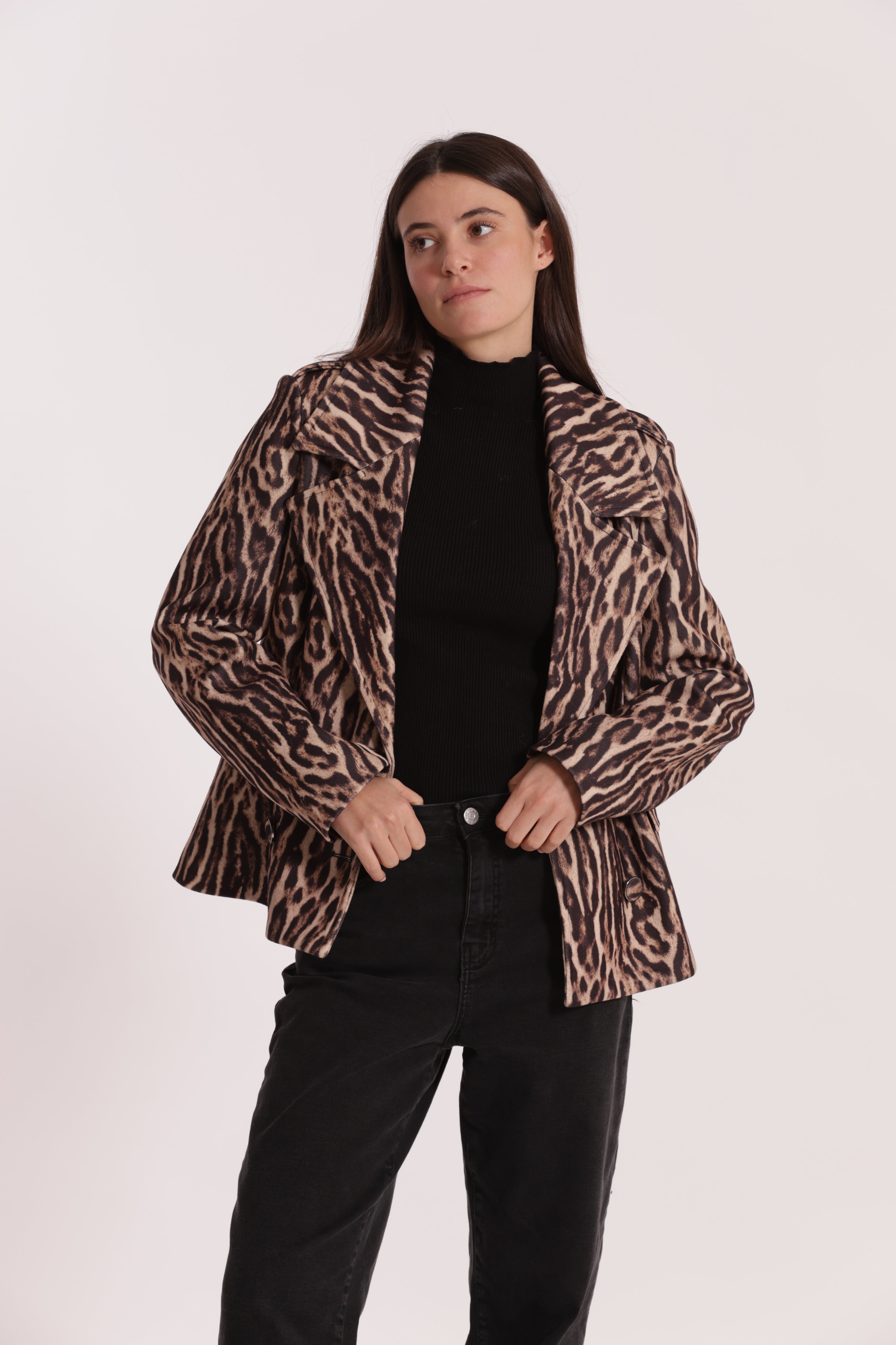 Mimi Mua Giaccone Animalier cappotto cammello maculato
