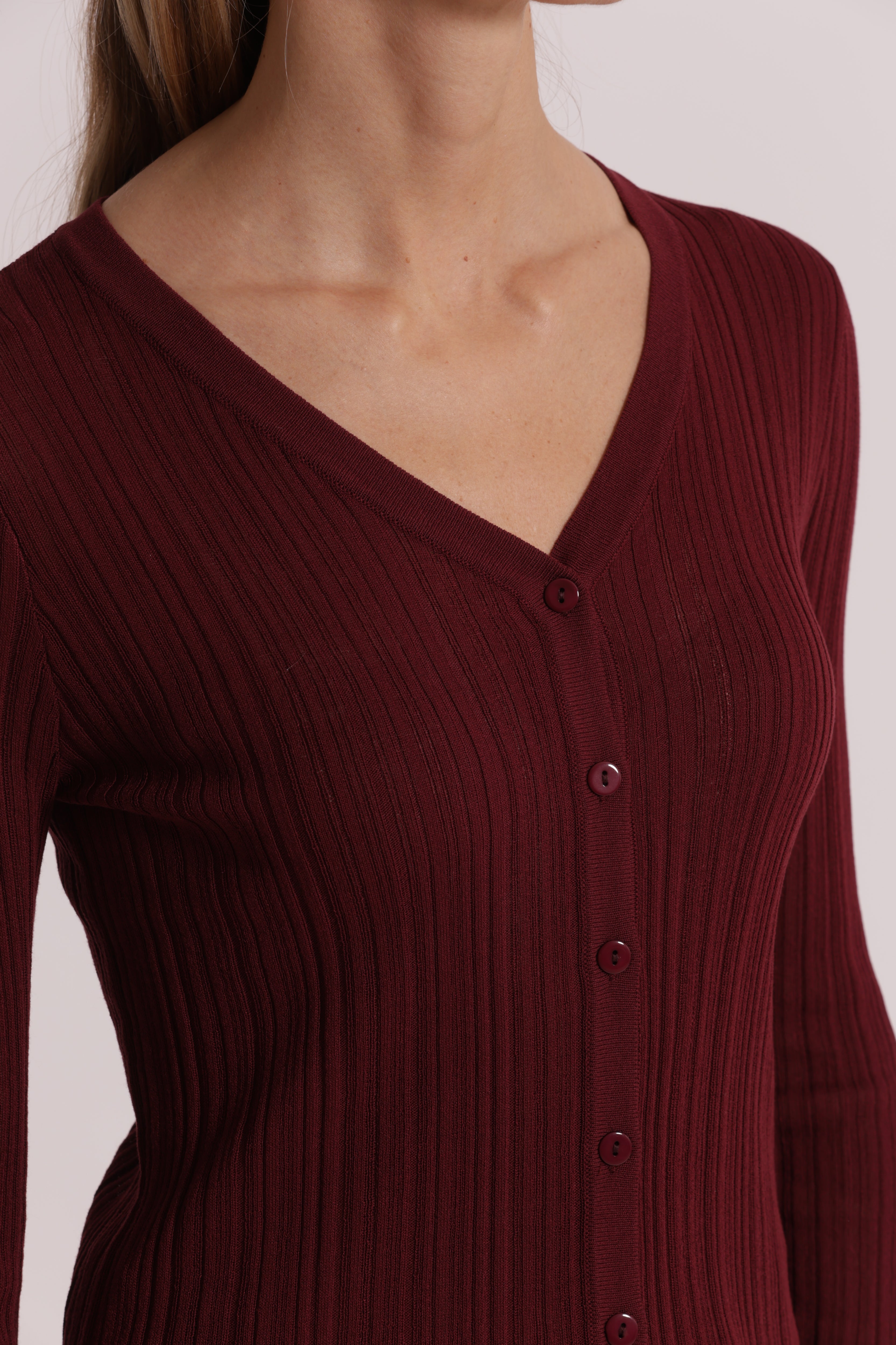 Mimi Mua Cardigan Costine Bottoni Panna