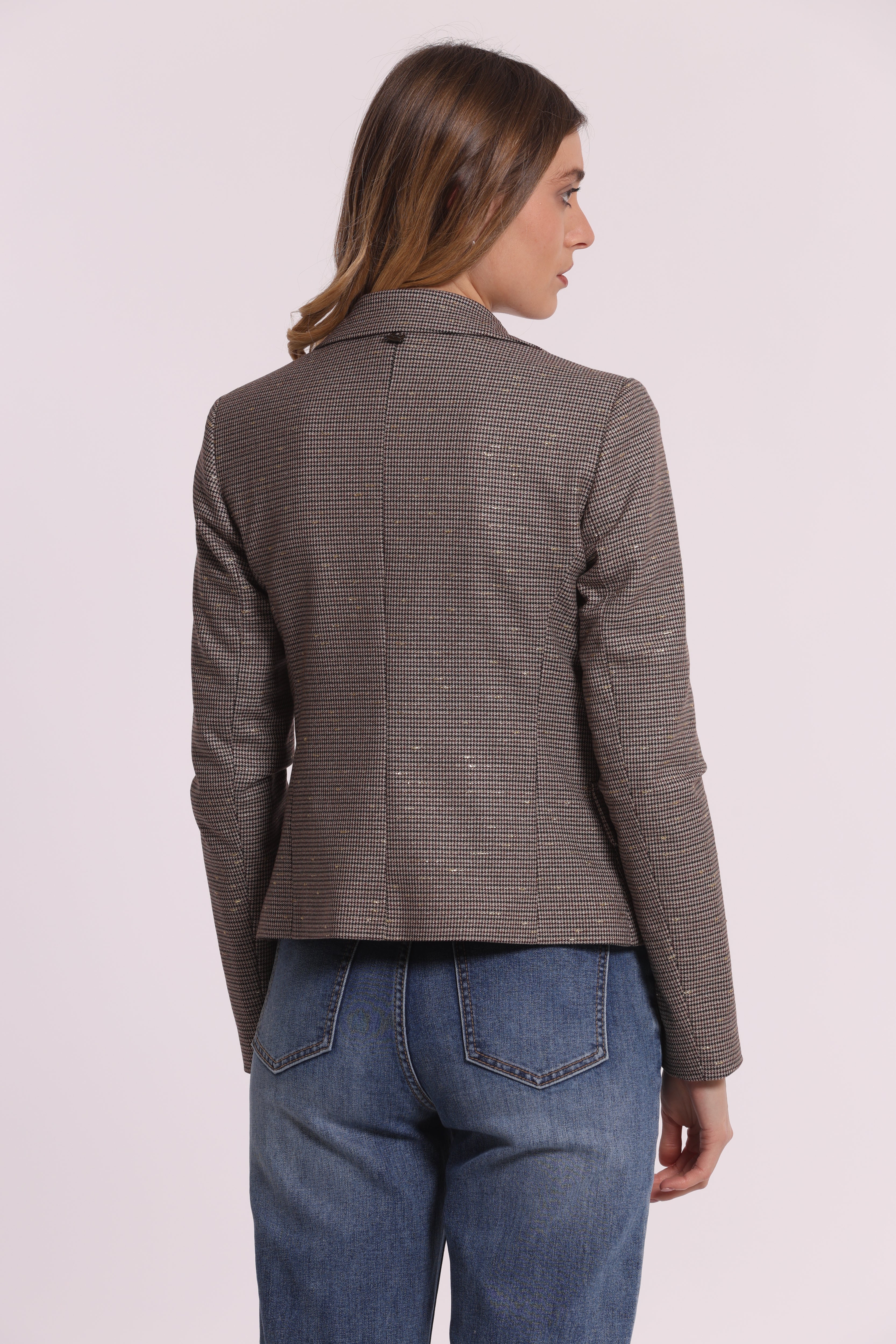 Mimi Mua Pied de Poule giacca bordeaux lurex
