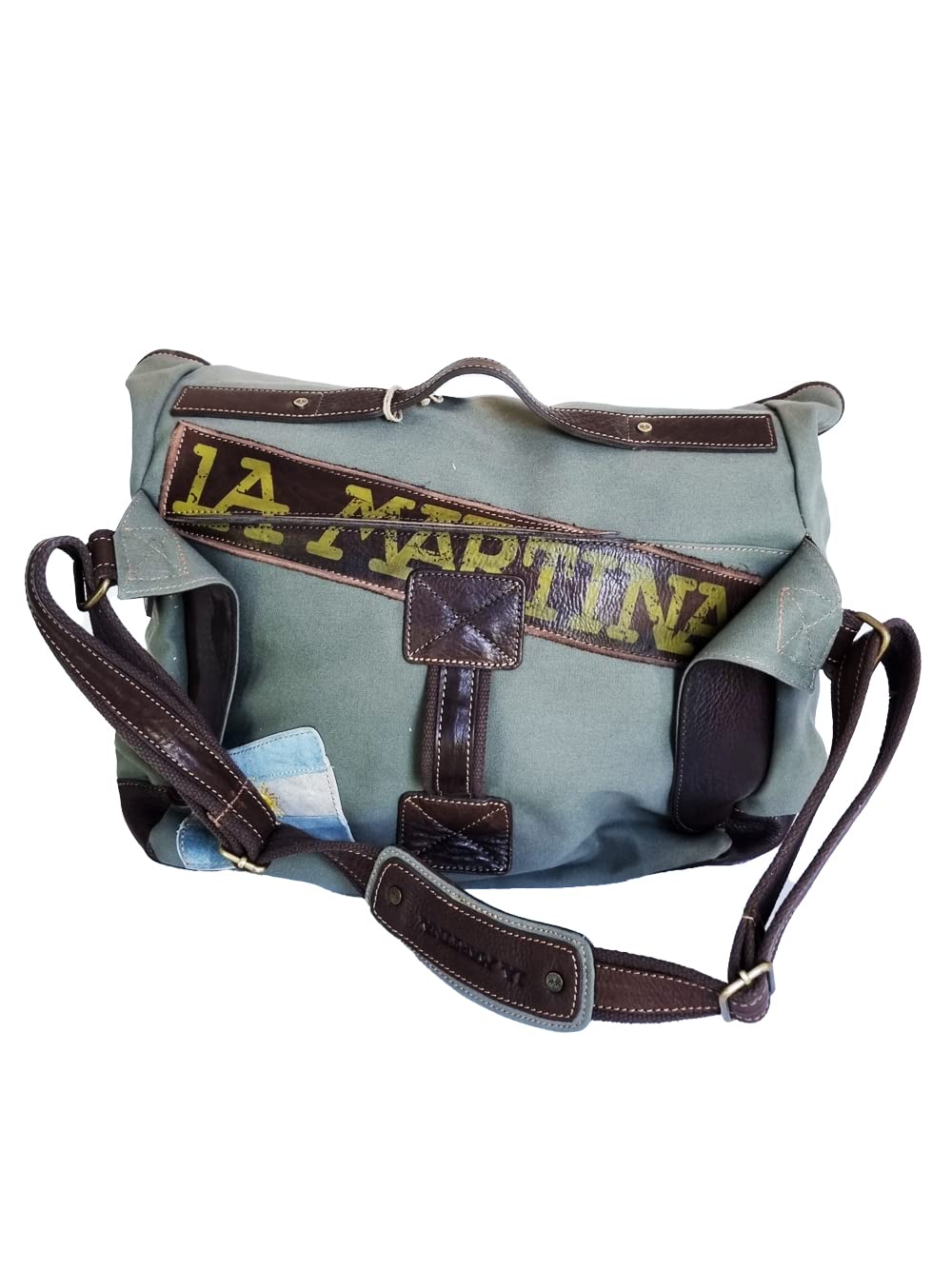 La Martina 001.013 borsone viaggio marrone scuro cotone pelle