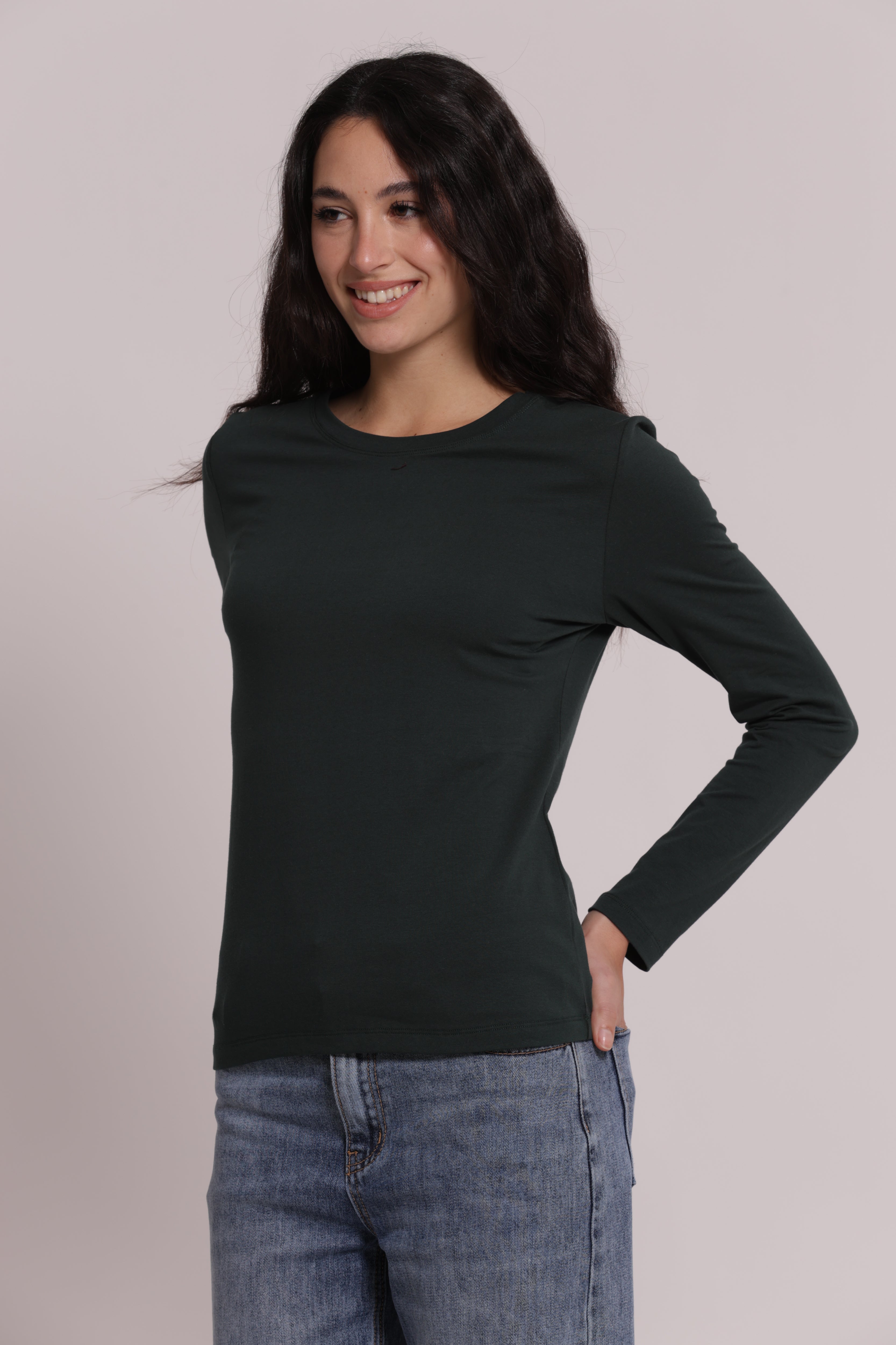 Mimi Mua T-Shirt Maniche Lunghe Ricamo Dietro Nera