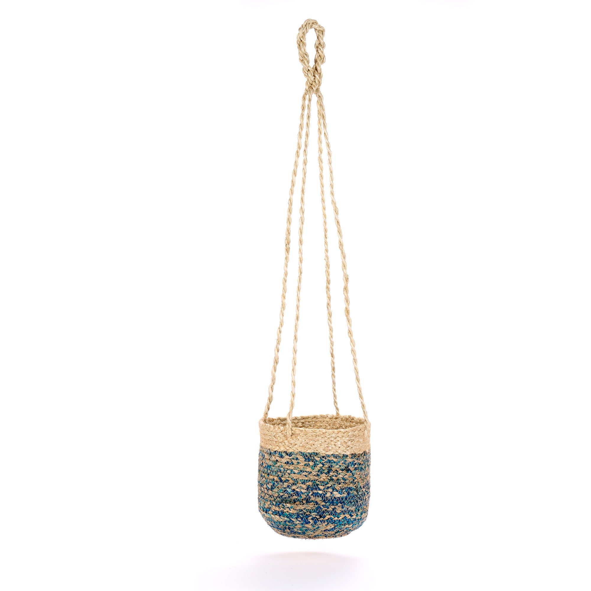 On Earth Sika Braided cesto juta blu 18 cm appendibile