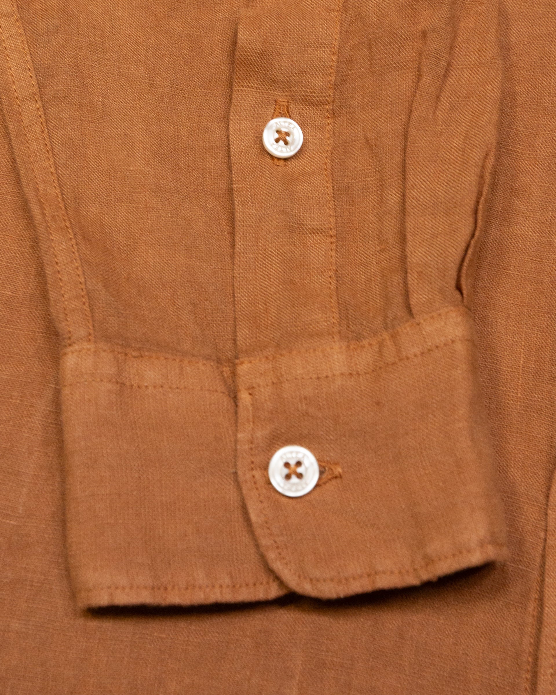 Altea Bond camicia lino regular marrone mostarda