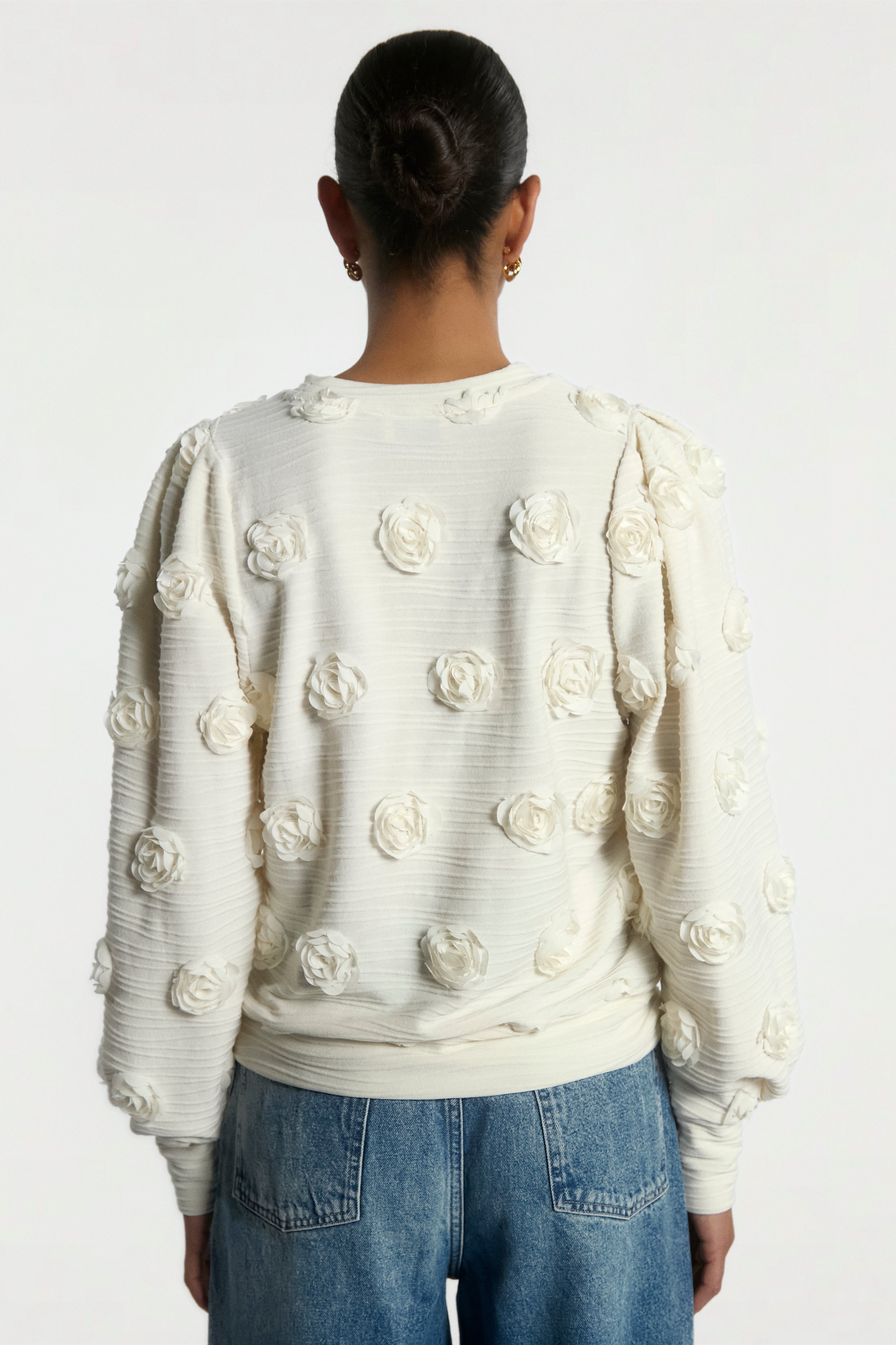 Aaiko Isha top crema con rose 3D donna