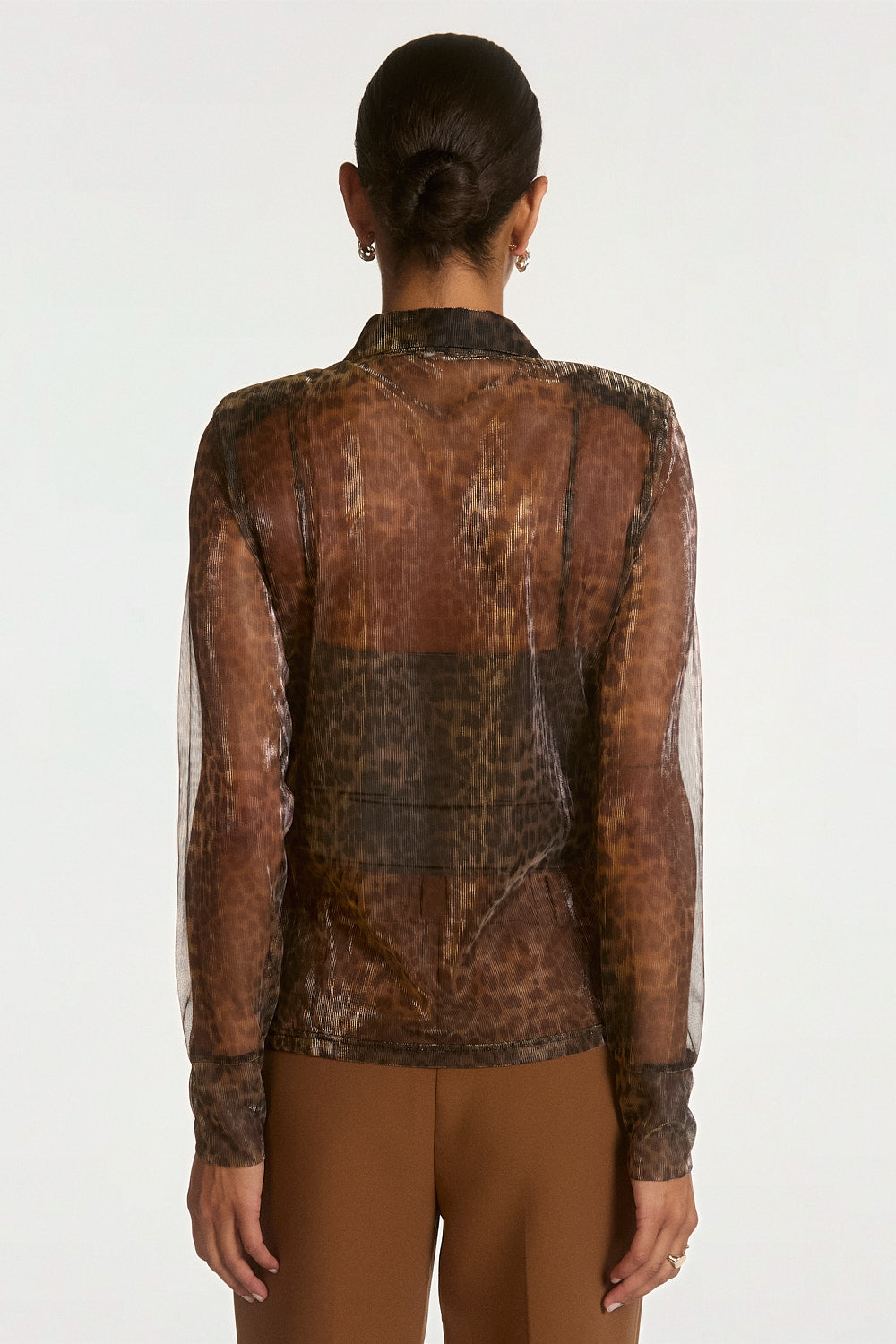Aaiko Vigo top marrone mesh leopardato