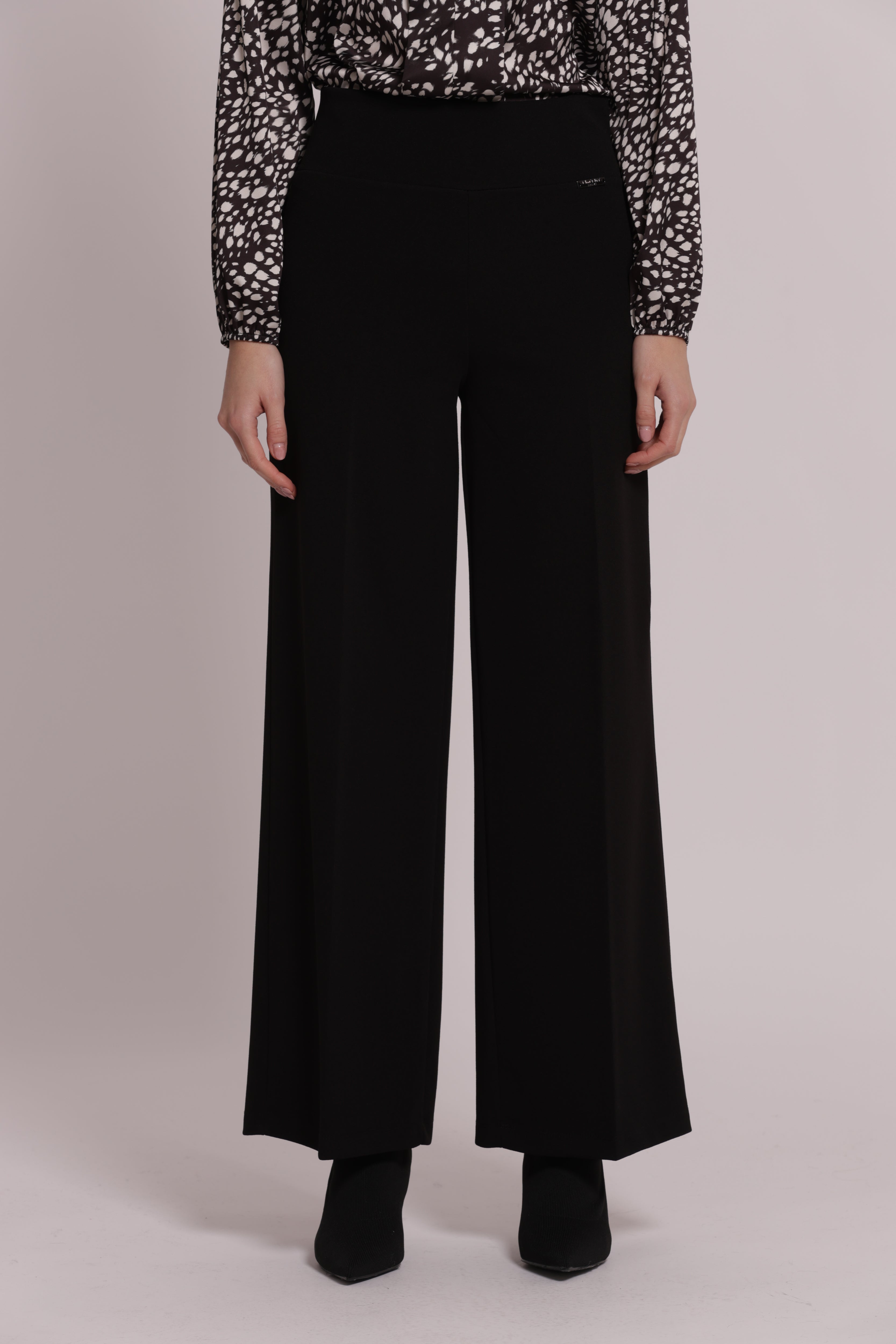 Mimi Mua Pantalone Palazzo Scuba Crepe Nero