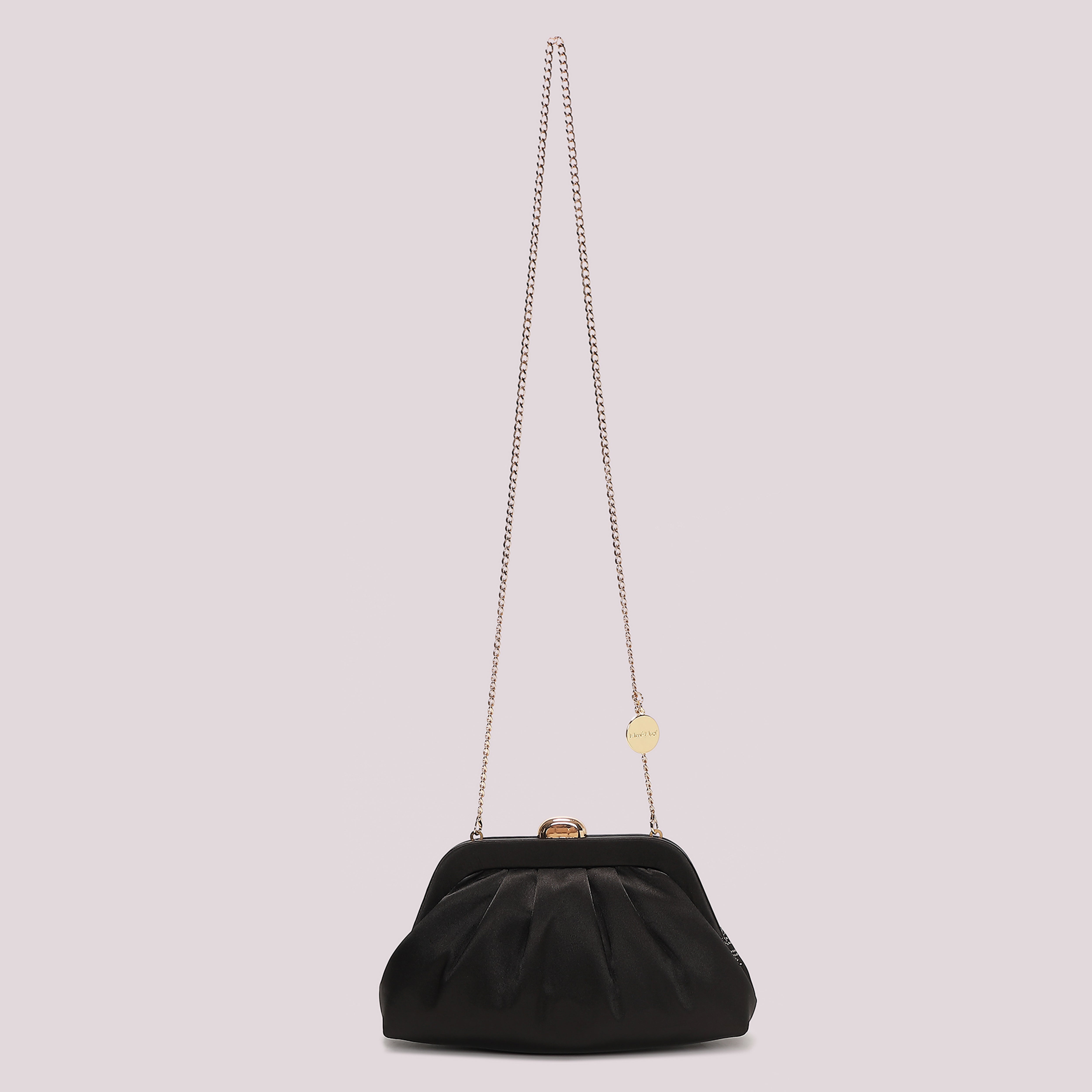 Mimi Mua Borsa Clutch Logo Strass Nero