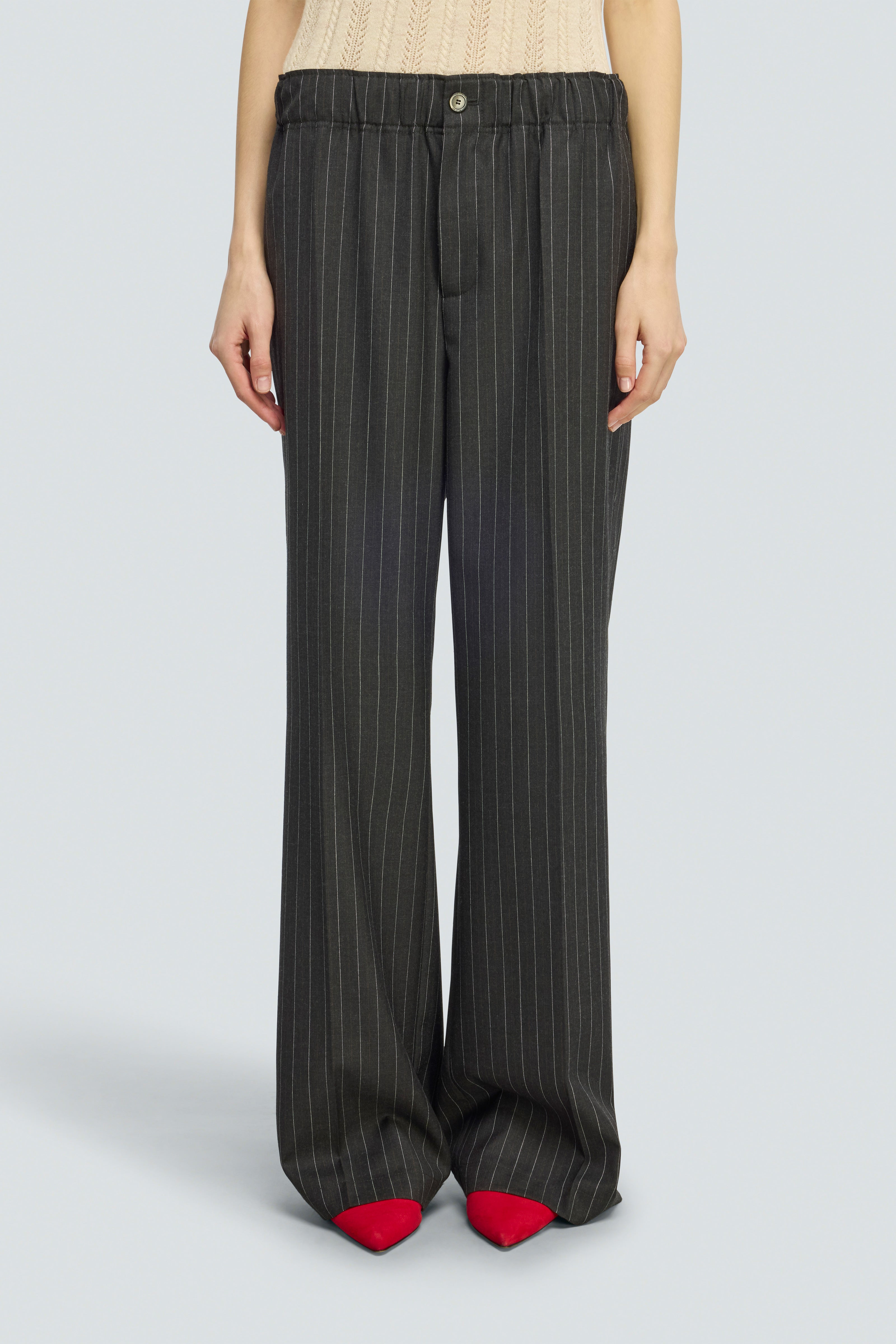 Semicouture Kailey pantalone lana gessato grigio
