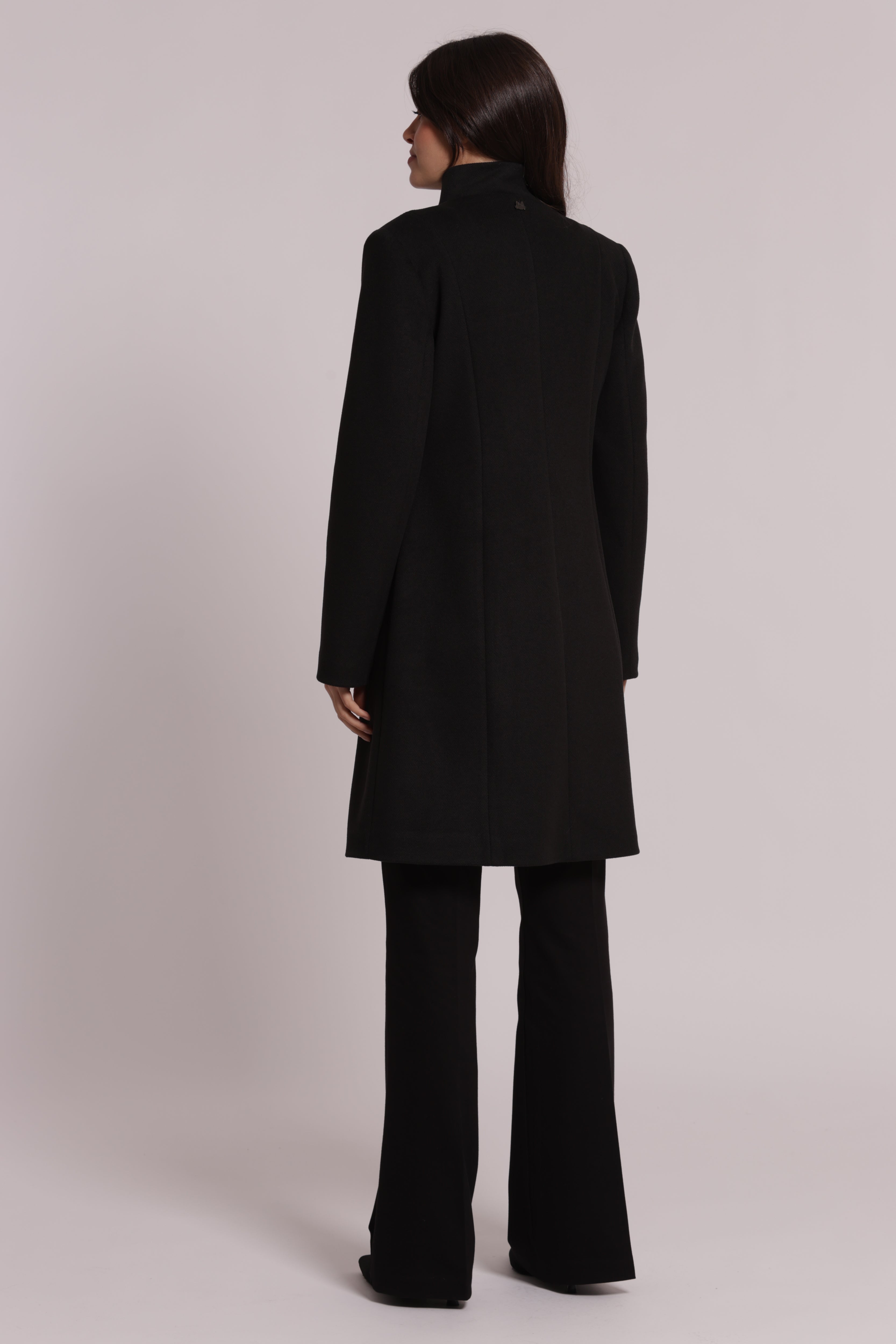 Mimi Mua Baronet­to cappotto collo coreana nero invernale