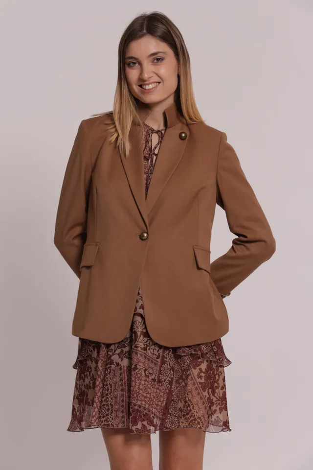 Mimi Mua giacca corta velluto cammello elegante