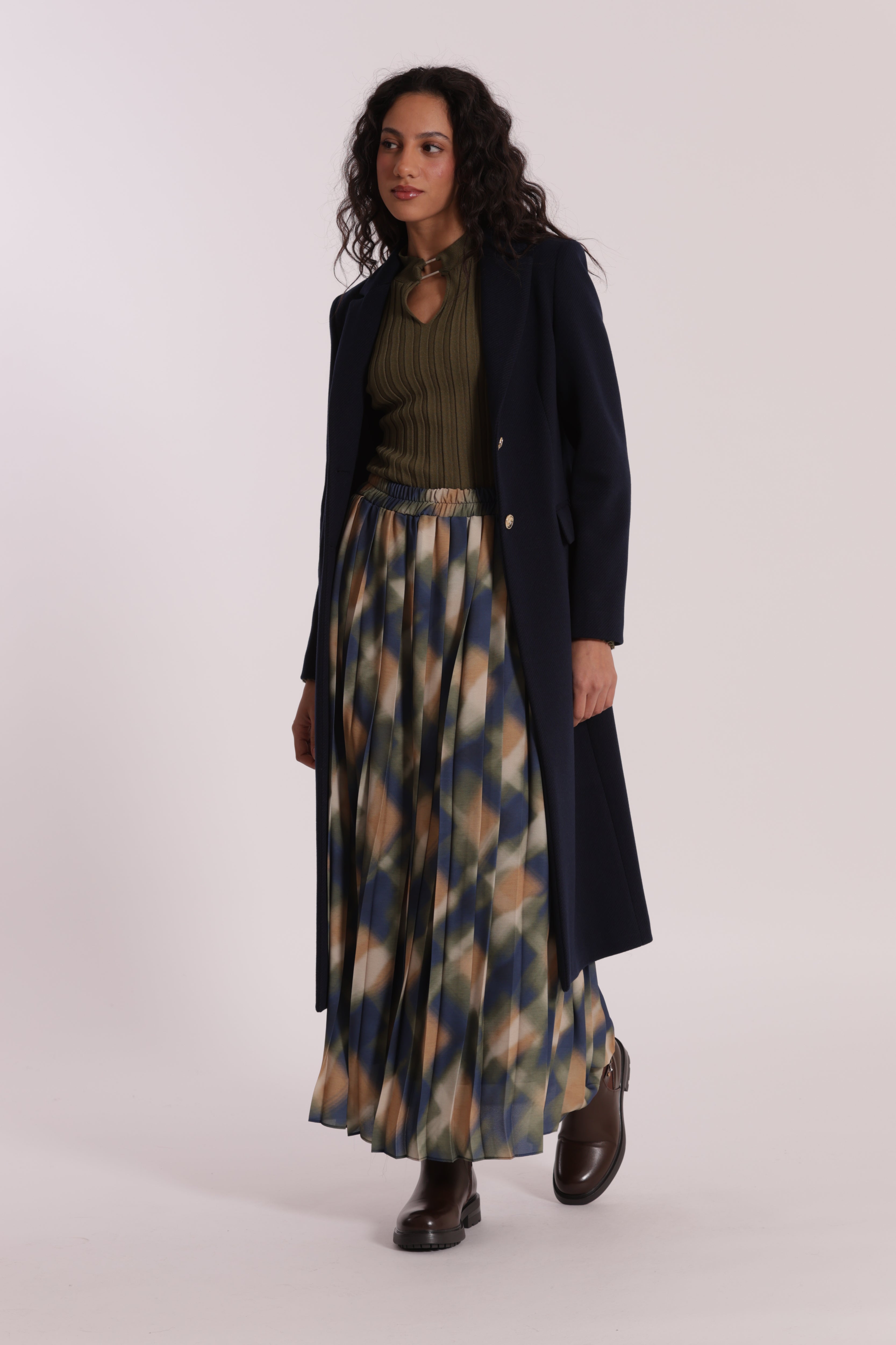 Mimi Mua Cappotto Lungo Diagonale Nero