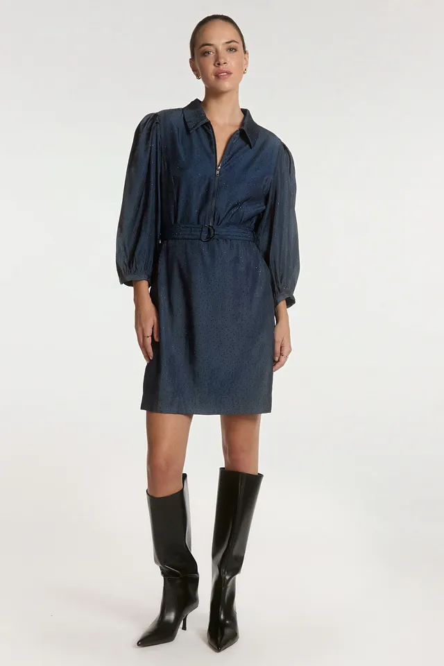Aaiko Semira Abito Chemisier Glitter Blu Notte