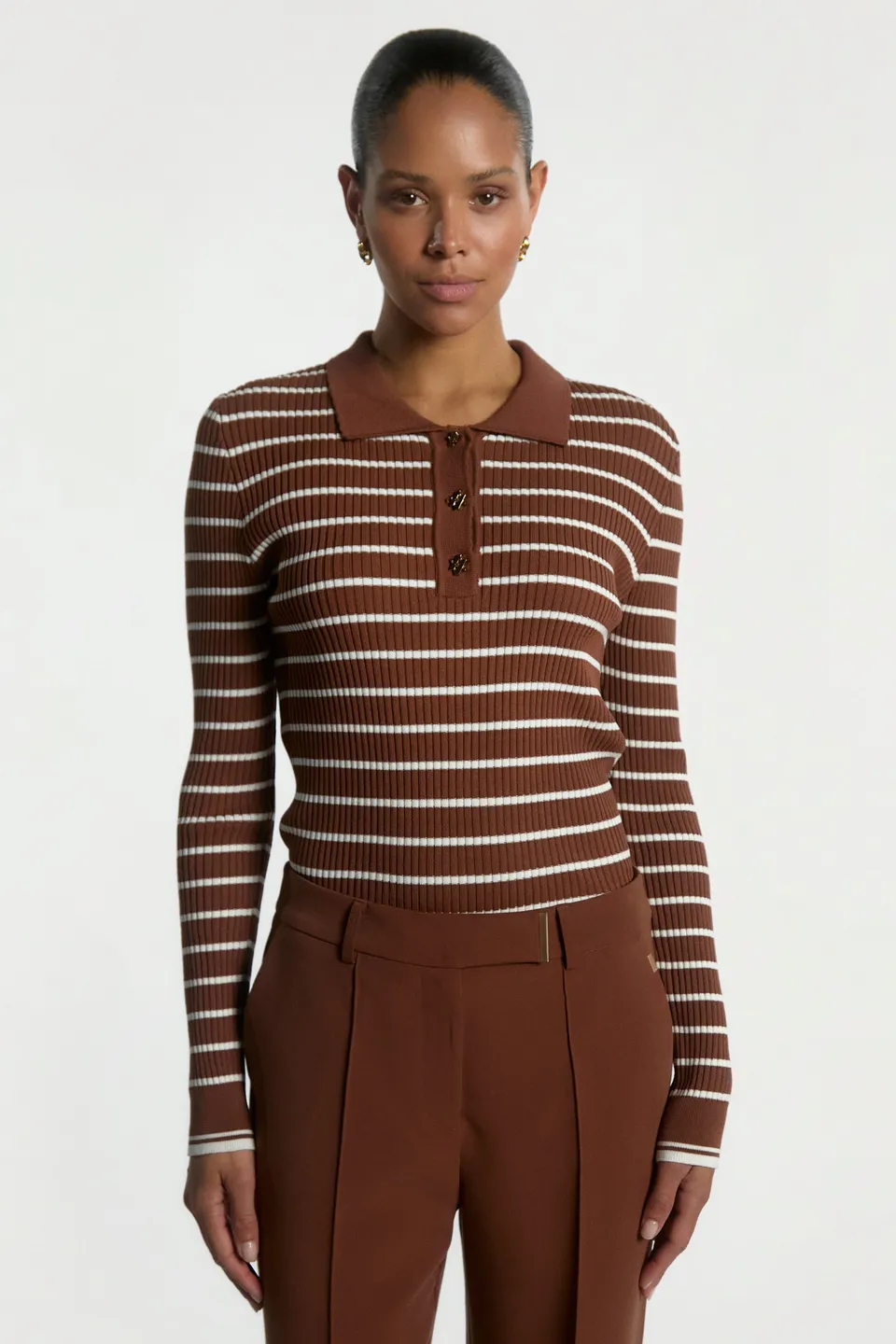 Aaiko Olin Stripe maglia marrone a righe