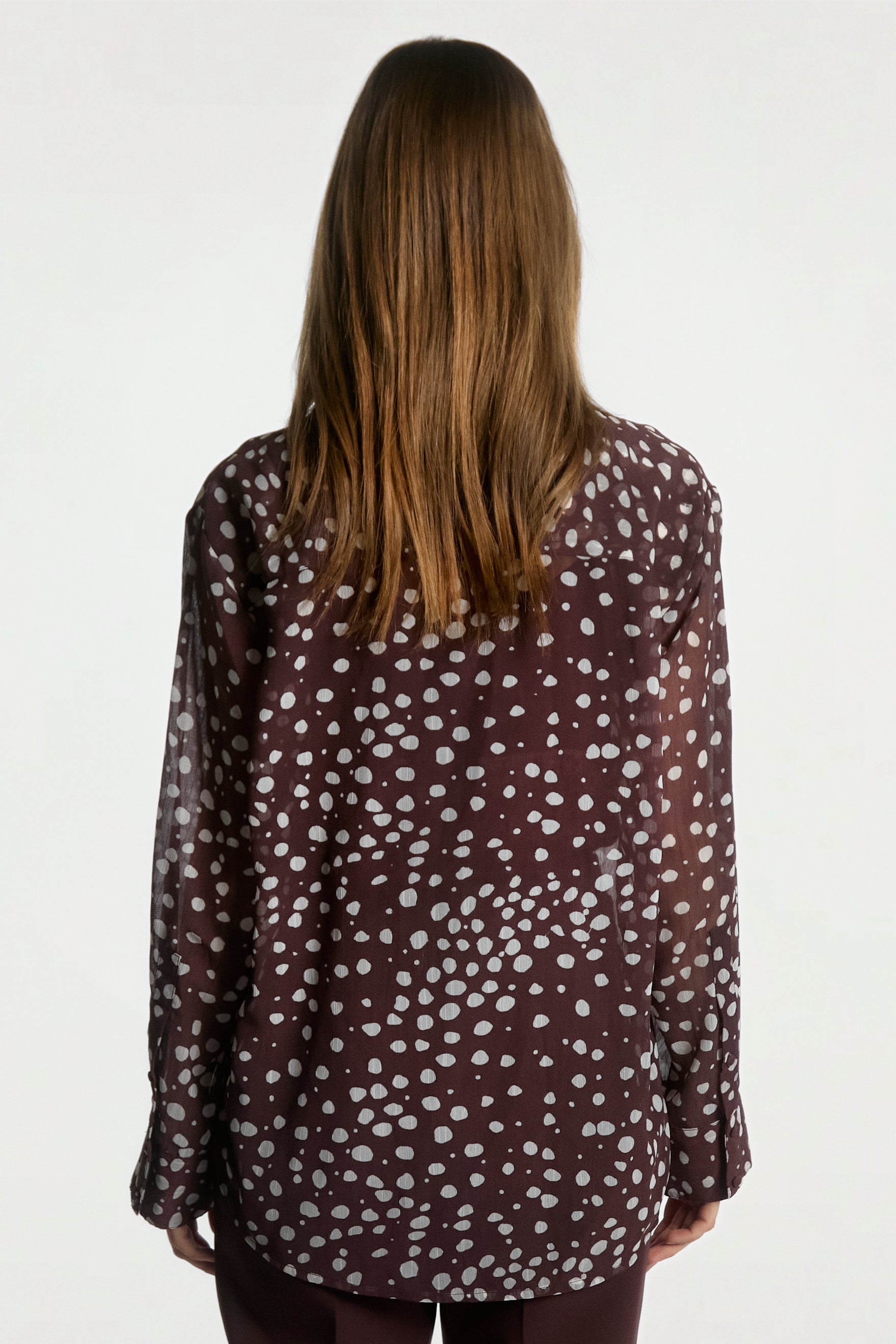 Aaiko Janesse camicetta bordeaux pois collo annodato