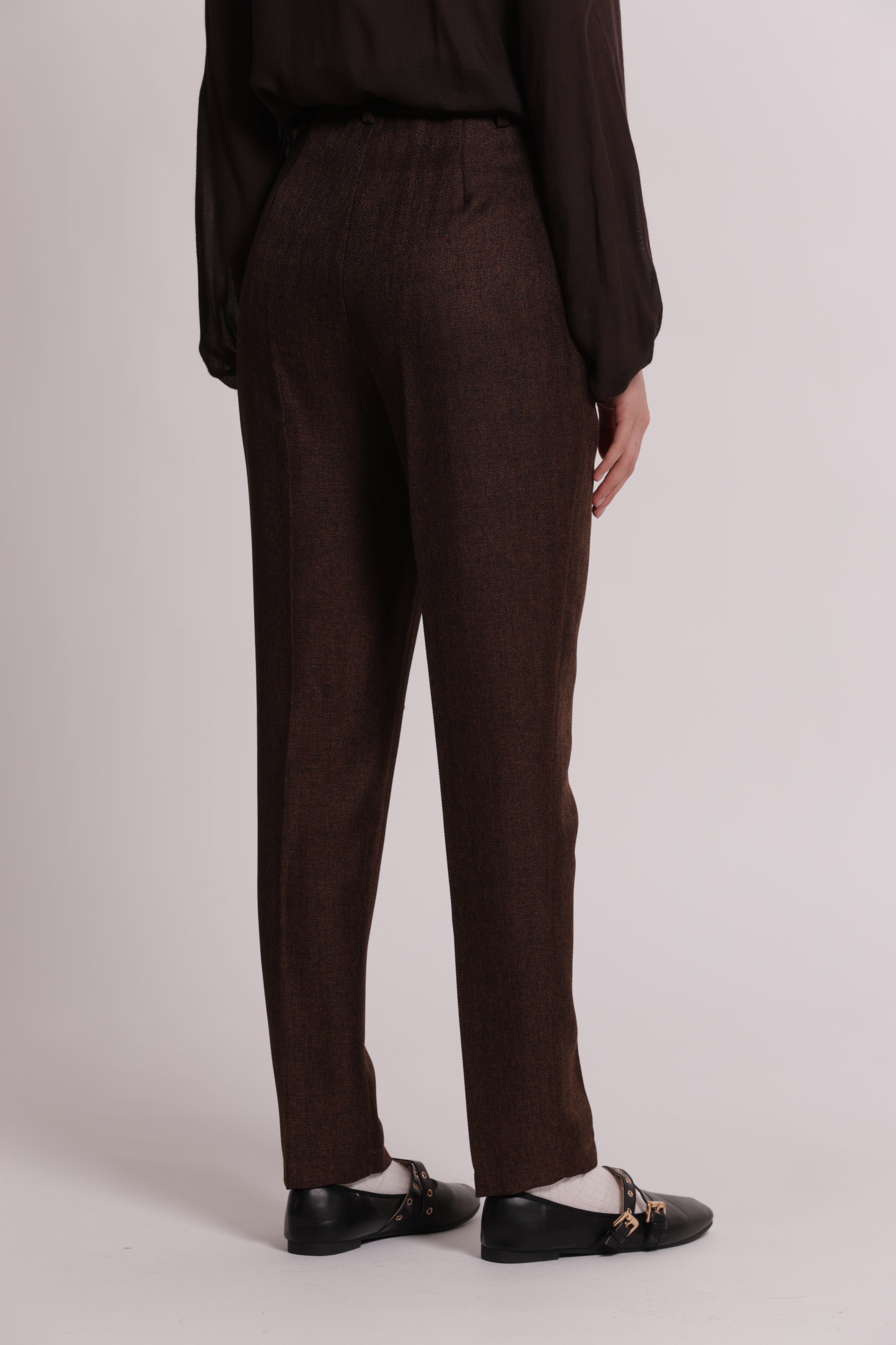 Mimi Mua Pantalone Sigaretta Tweed Moro