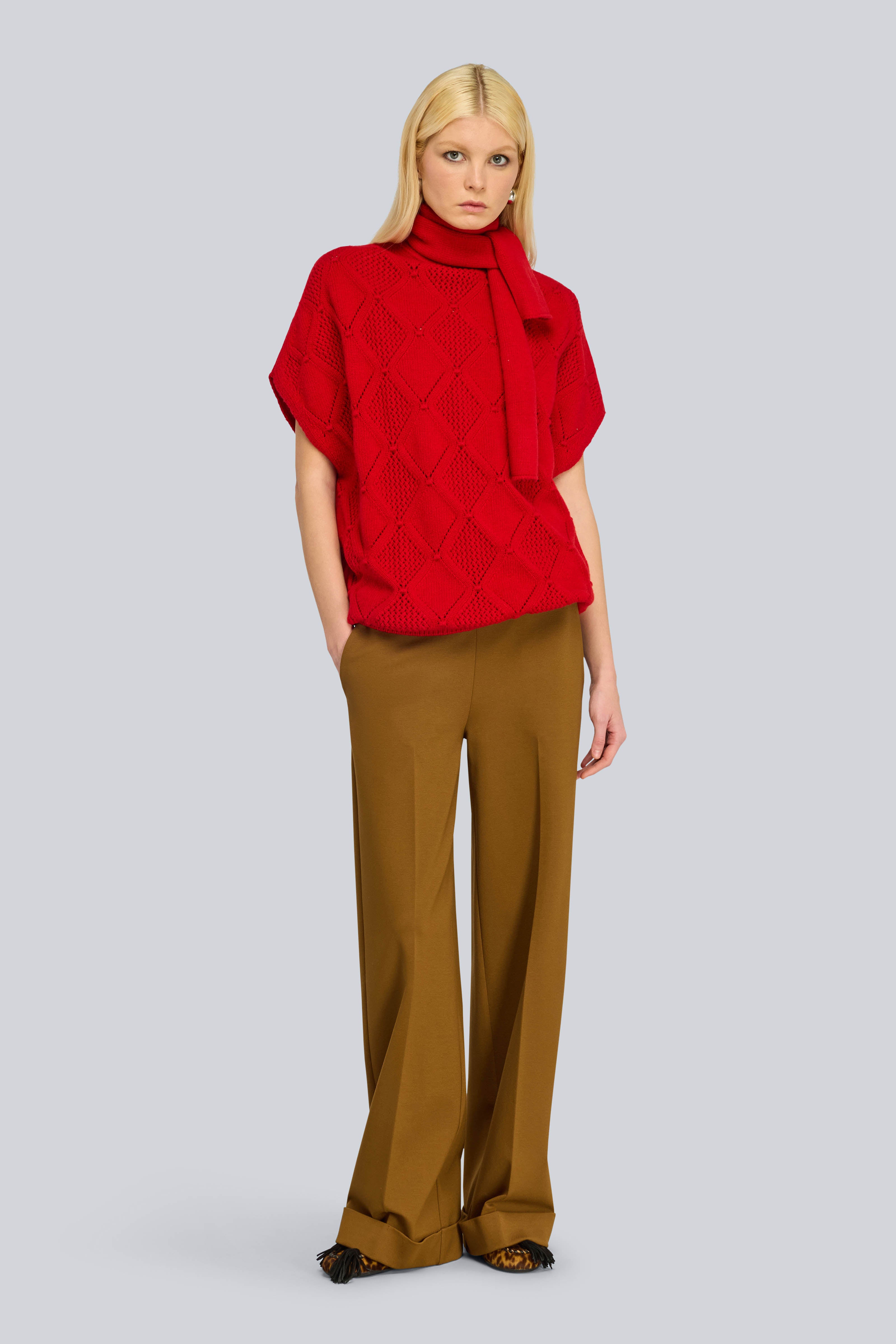 SEMICOUTURE Jonelle S6WD21 maglia rombi over rosso