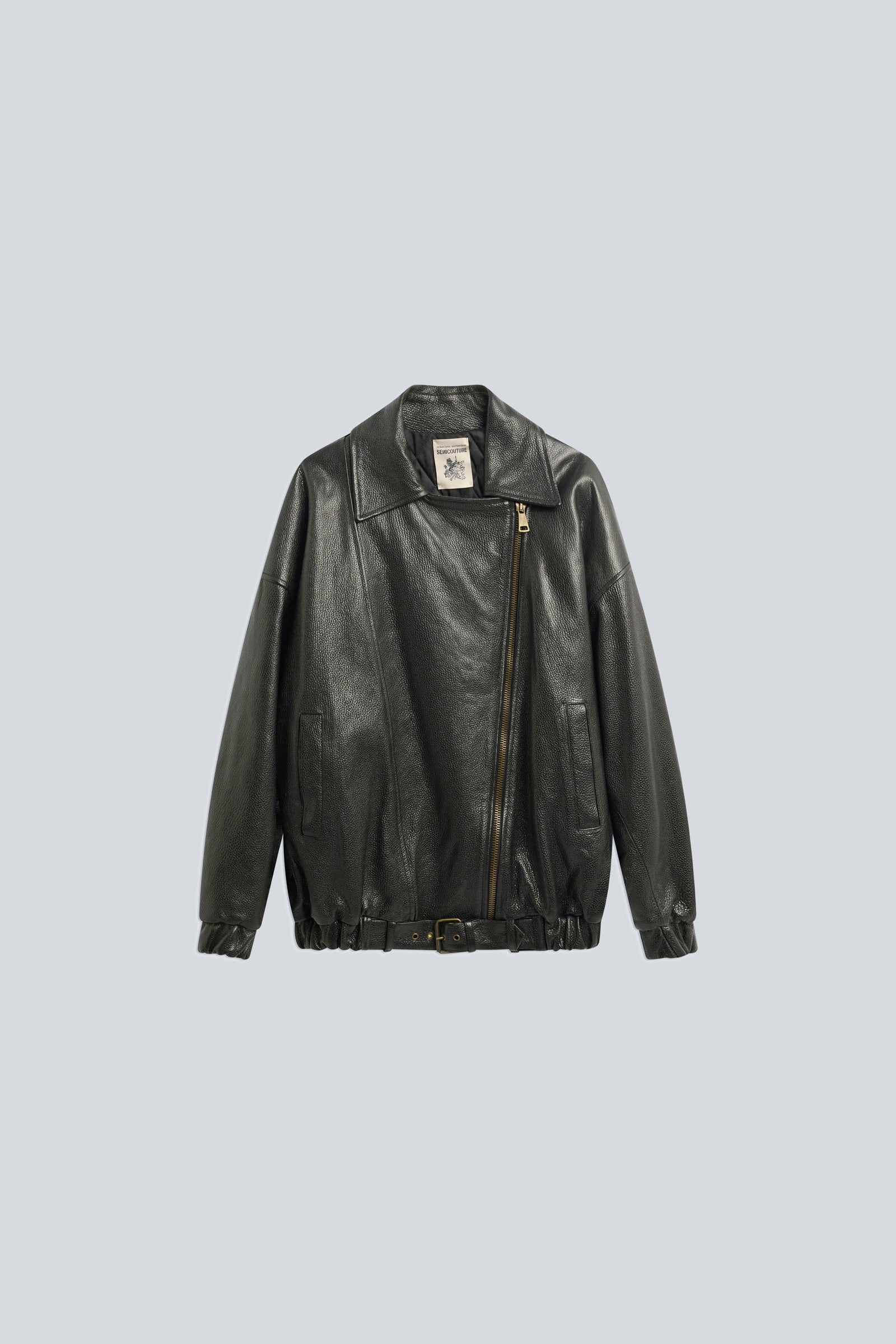 Semicouture Elle Giacca Chiodo Vera Pelle Nero