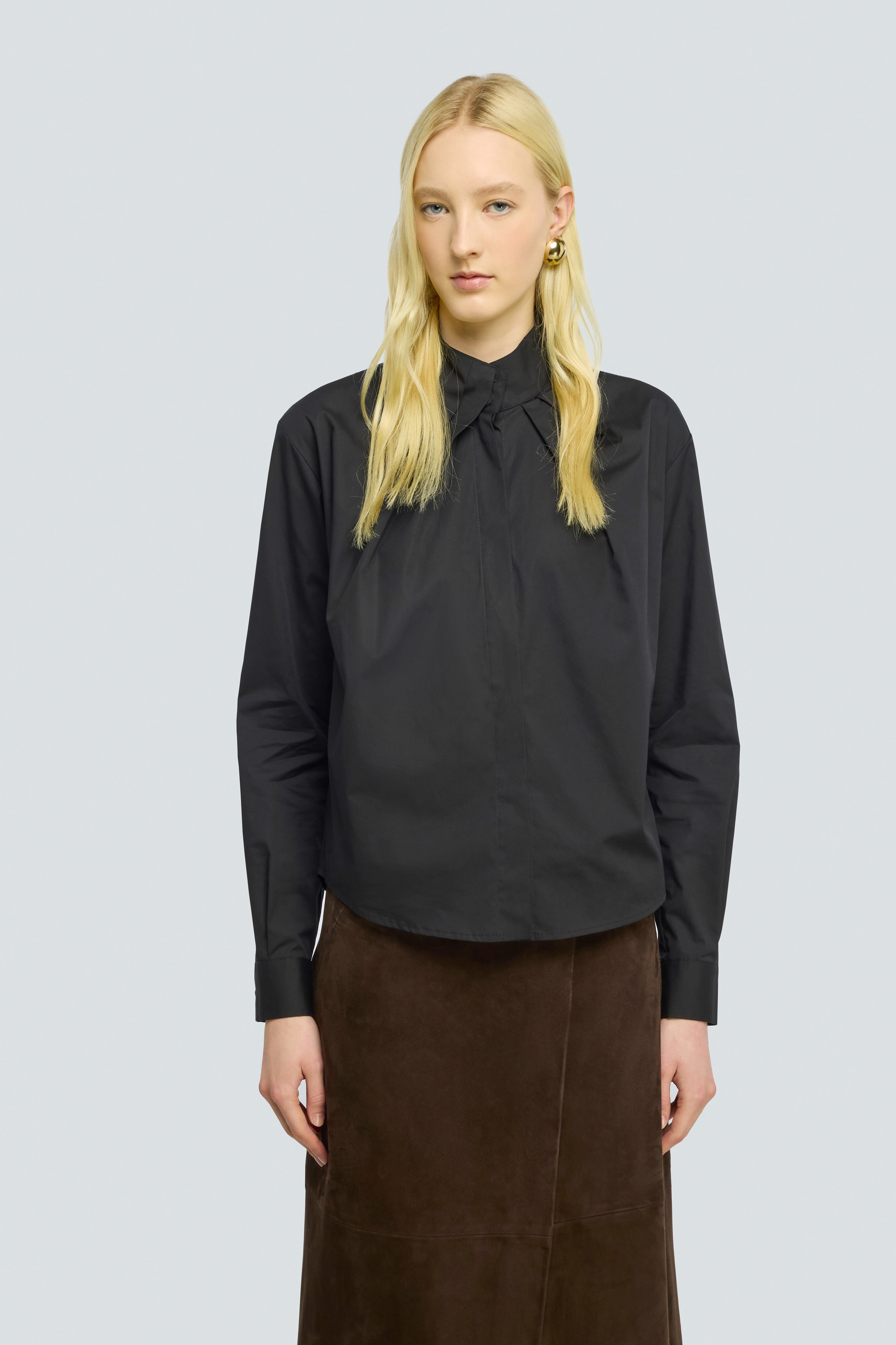 Semicouture Dalya blusa popline nera nodo collo