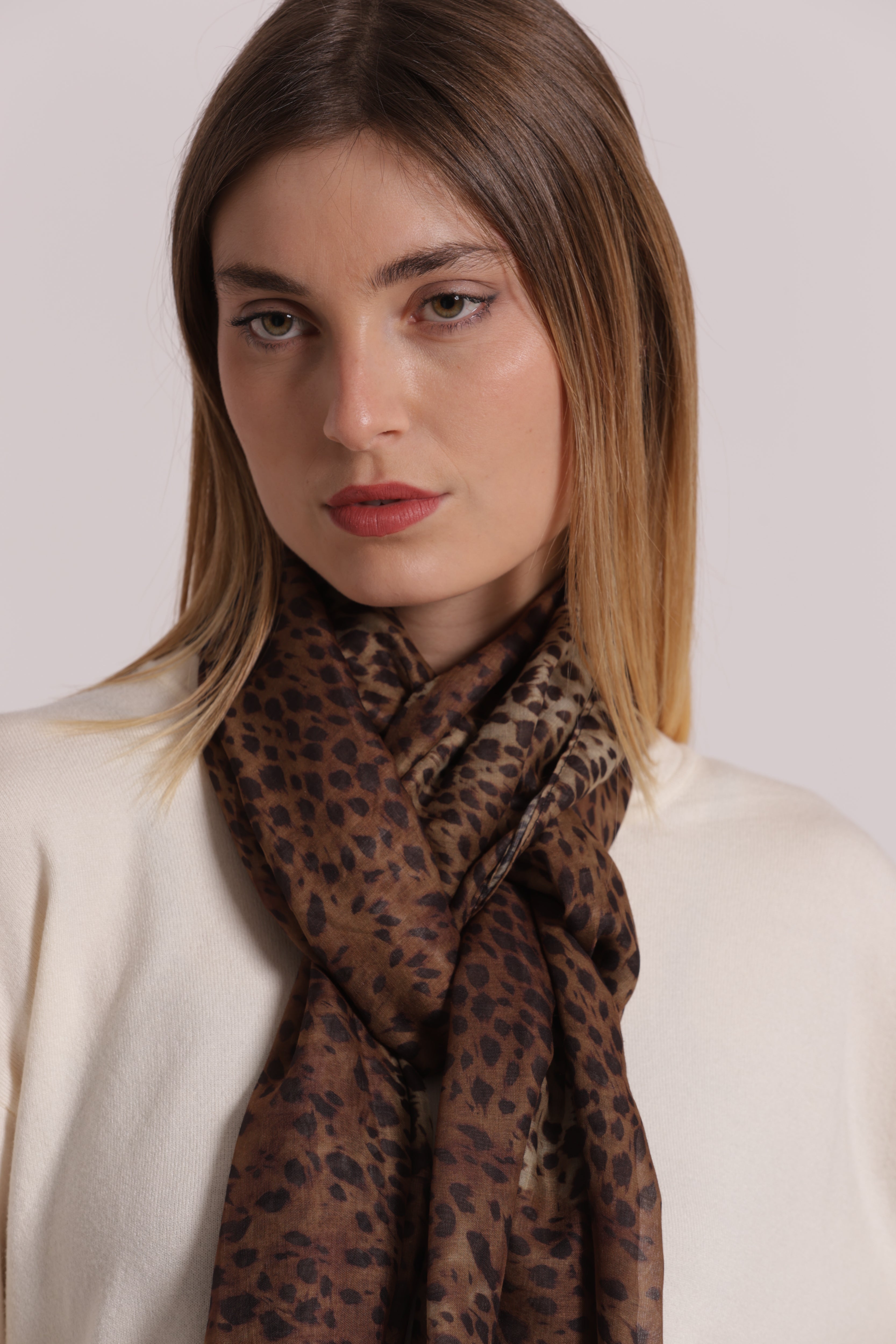 Mimi Mua Foulard Maculato Animalier 180x80 Poliestere