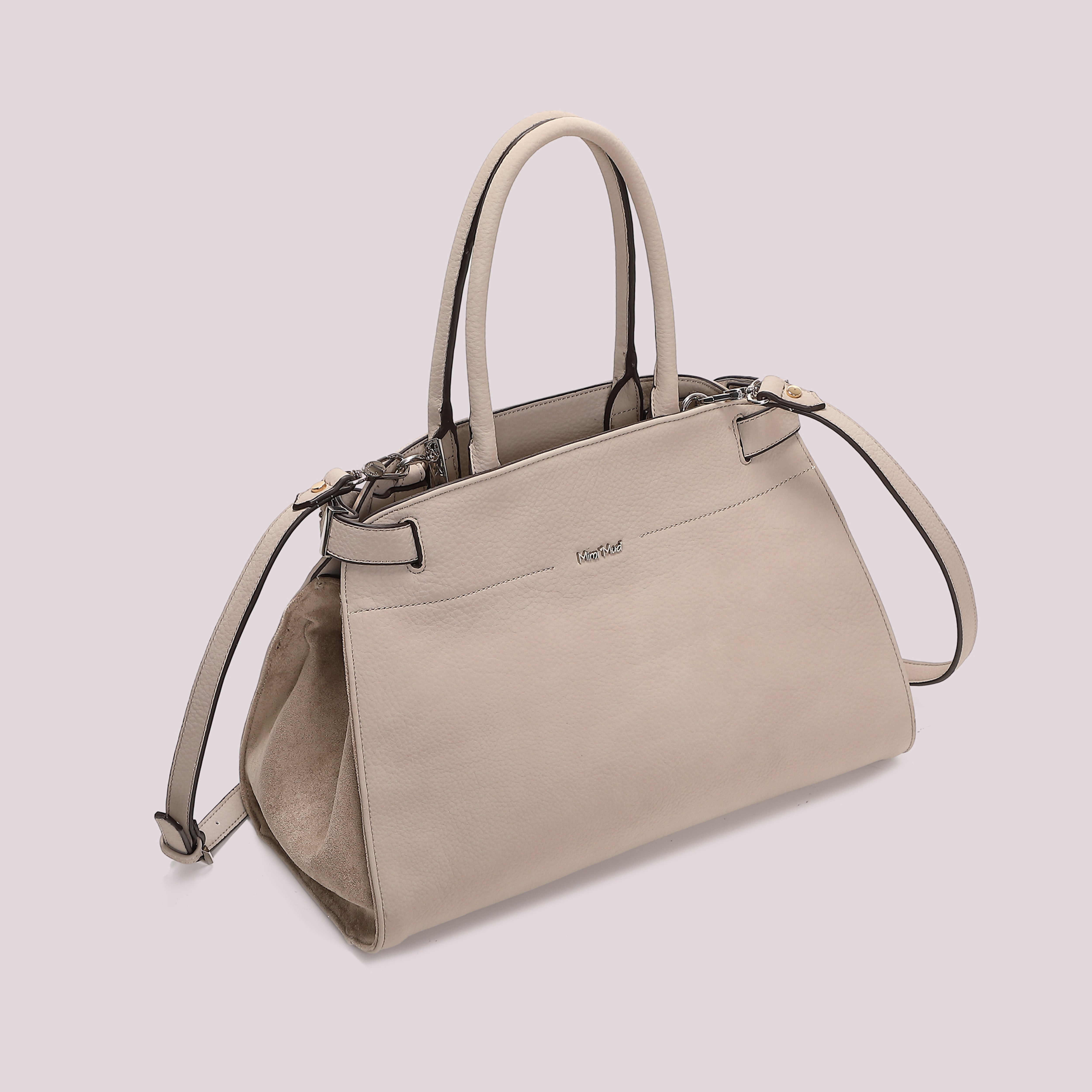 Mimi Mua borsa shopping con fianchi effetto camoscio nera