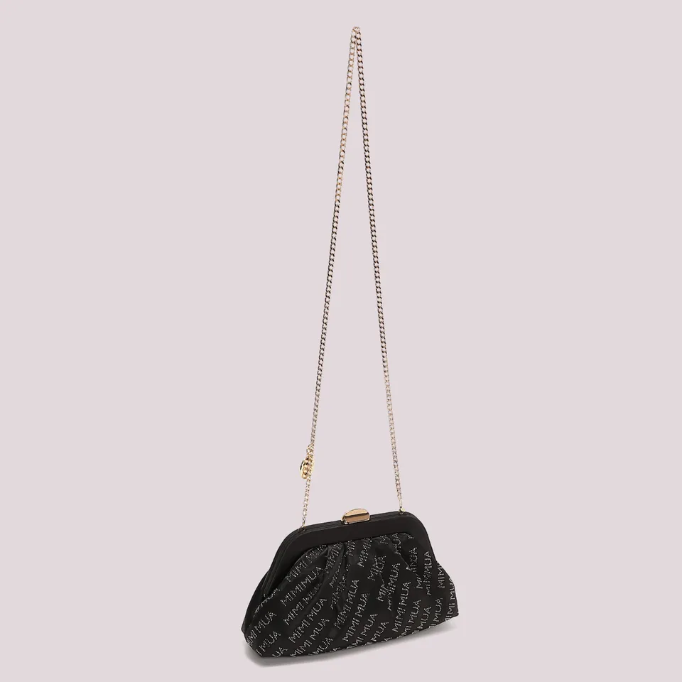 Mimi Mua Borsa Clutch Logo Strass Nero
