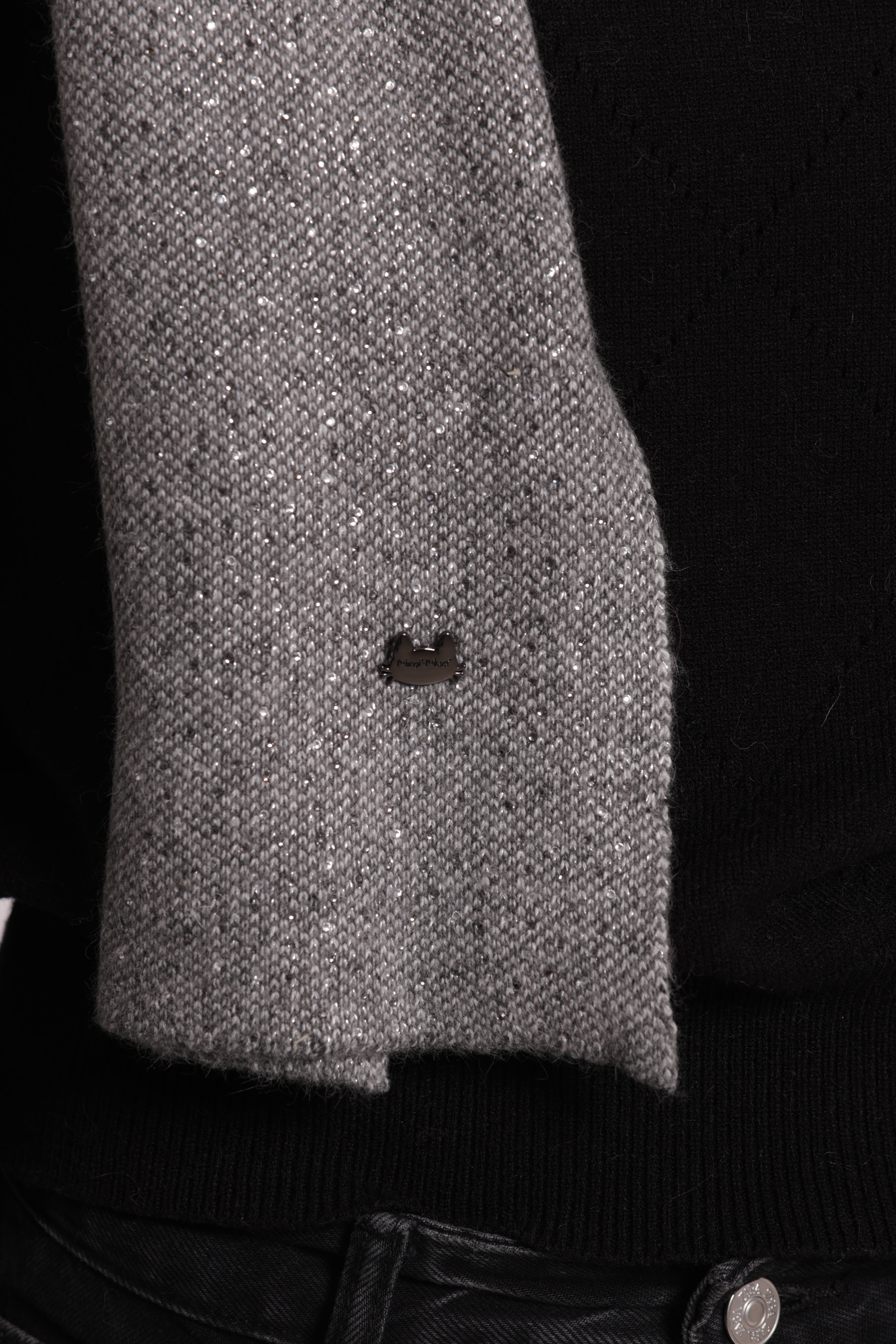Mimi Mua Sciarpa con Strass Nera Misto Viscosa