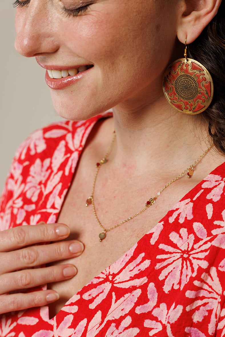 On Earth Cooperative Collection Duo collana vetro rossa 50 cm
