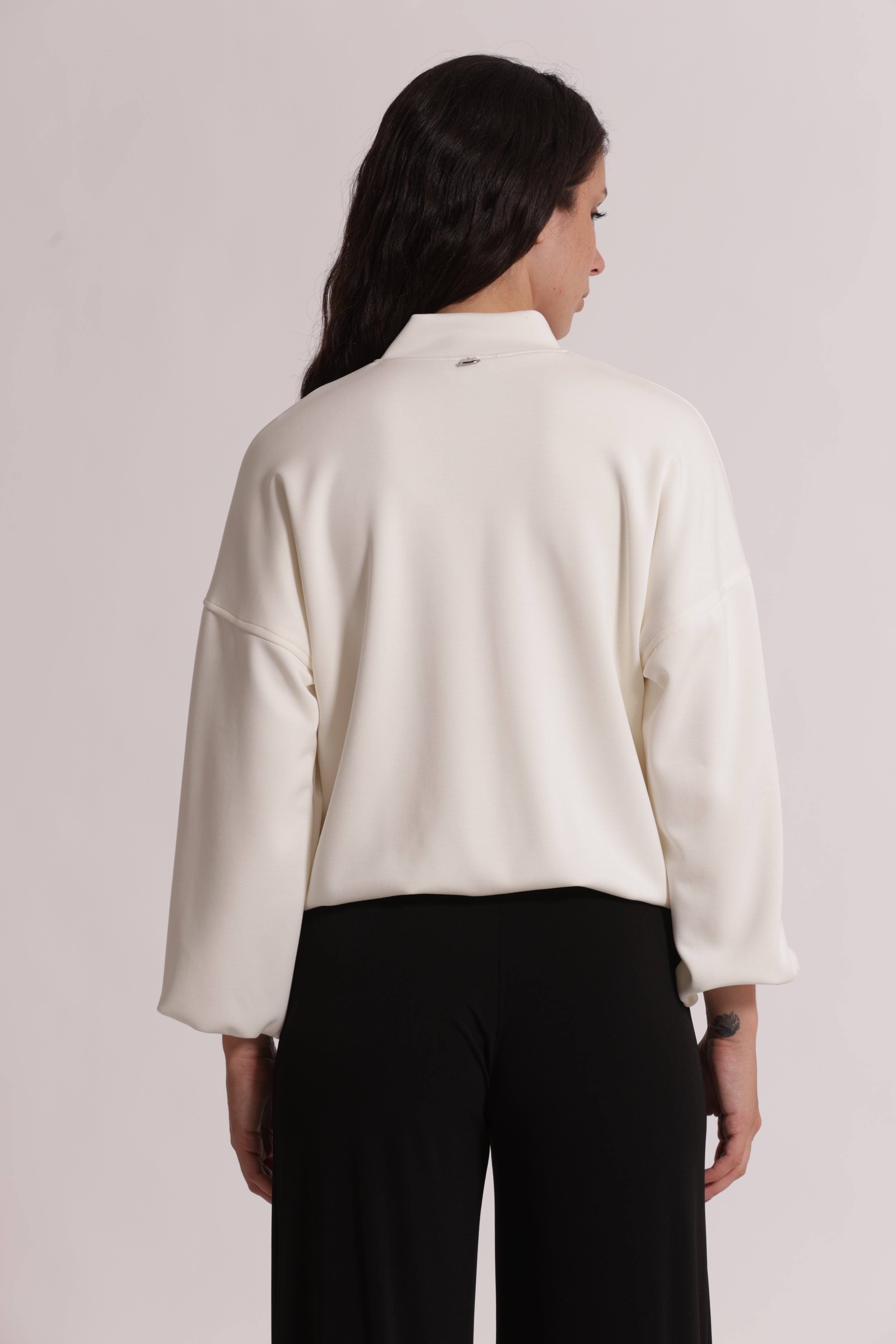 Mimi Mua Giacca con Zip Panna Elasticizzata