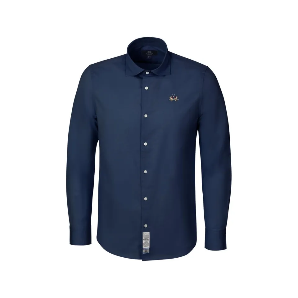 La Martina MCC002 camicia uomo XL blu scuro cotone