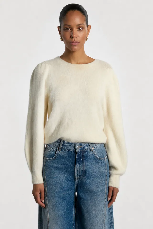 Aaiko Denize maglione crema girocollo donna
