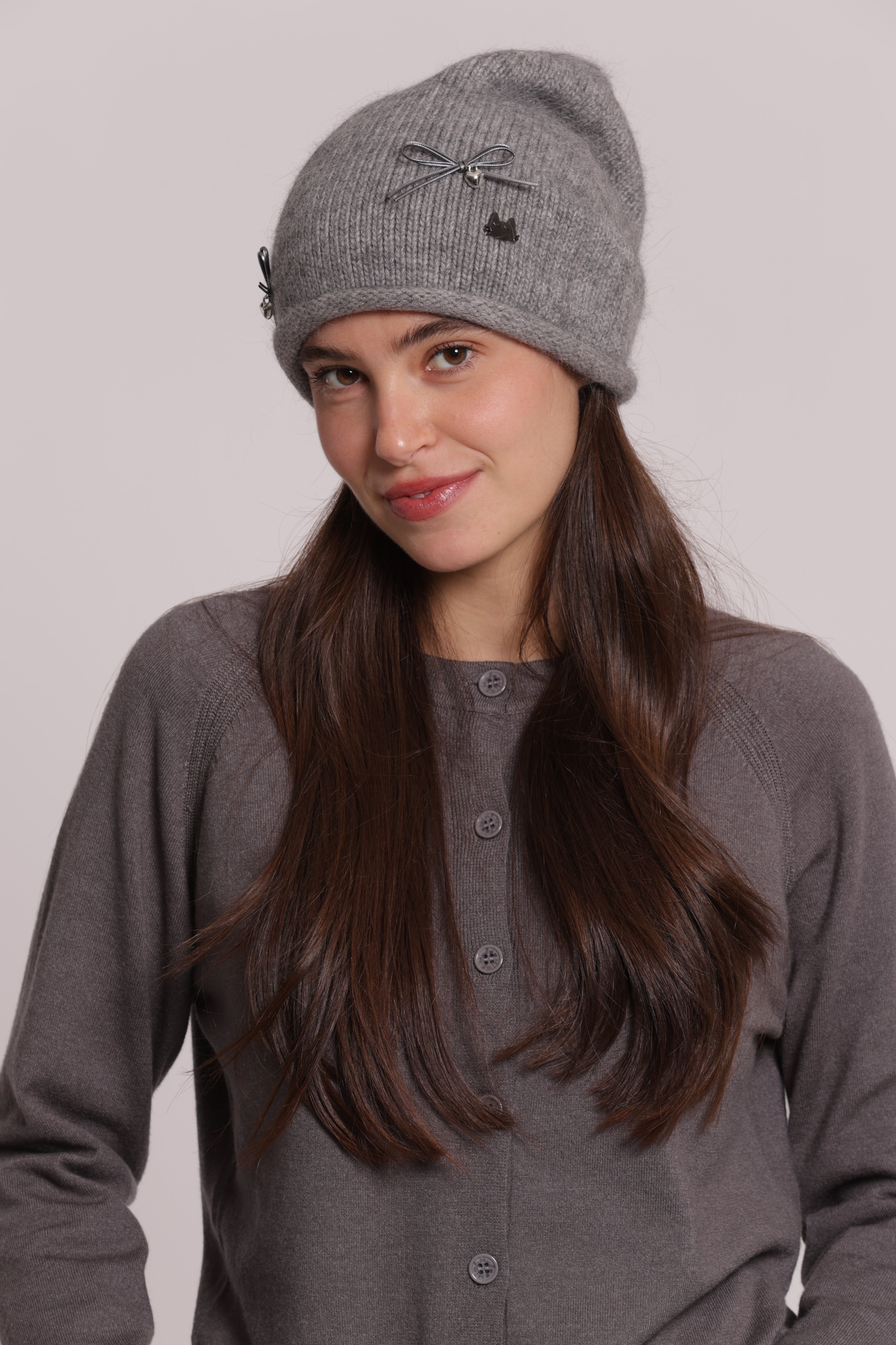 Mimi Mua berretto con fiocchetti cappello bianco