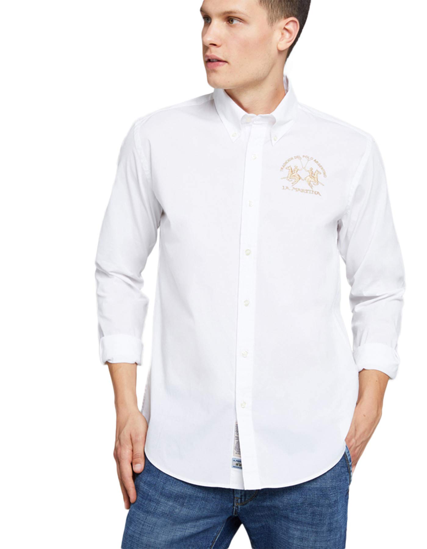 La Martina camicia uomo cotone regular fit navy