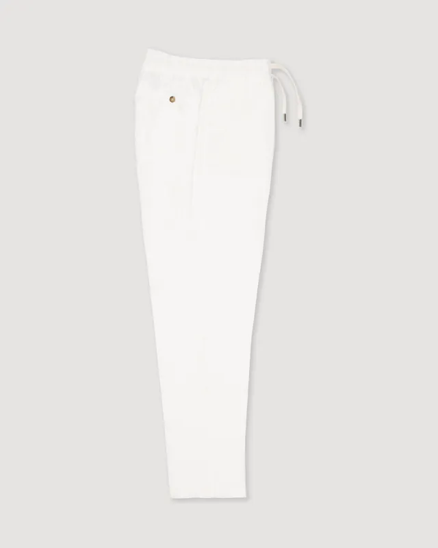 Altea Mattia pantalone in lino panna scuro coulisse