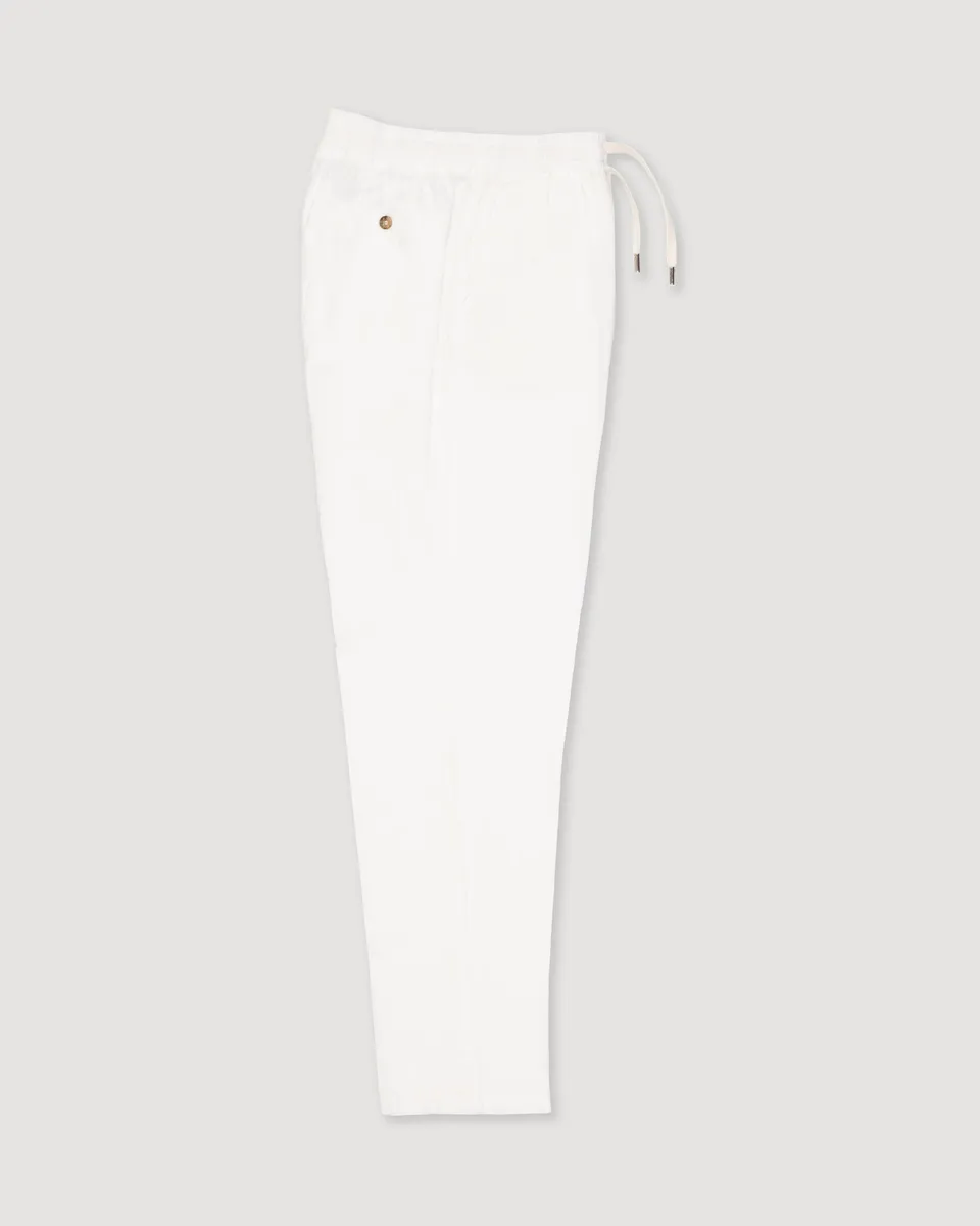 Altea Mattia pantalone in lino panna scuro coulisse