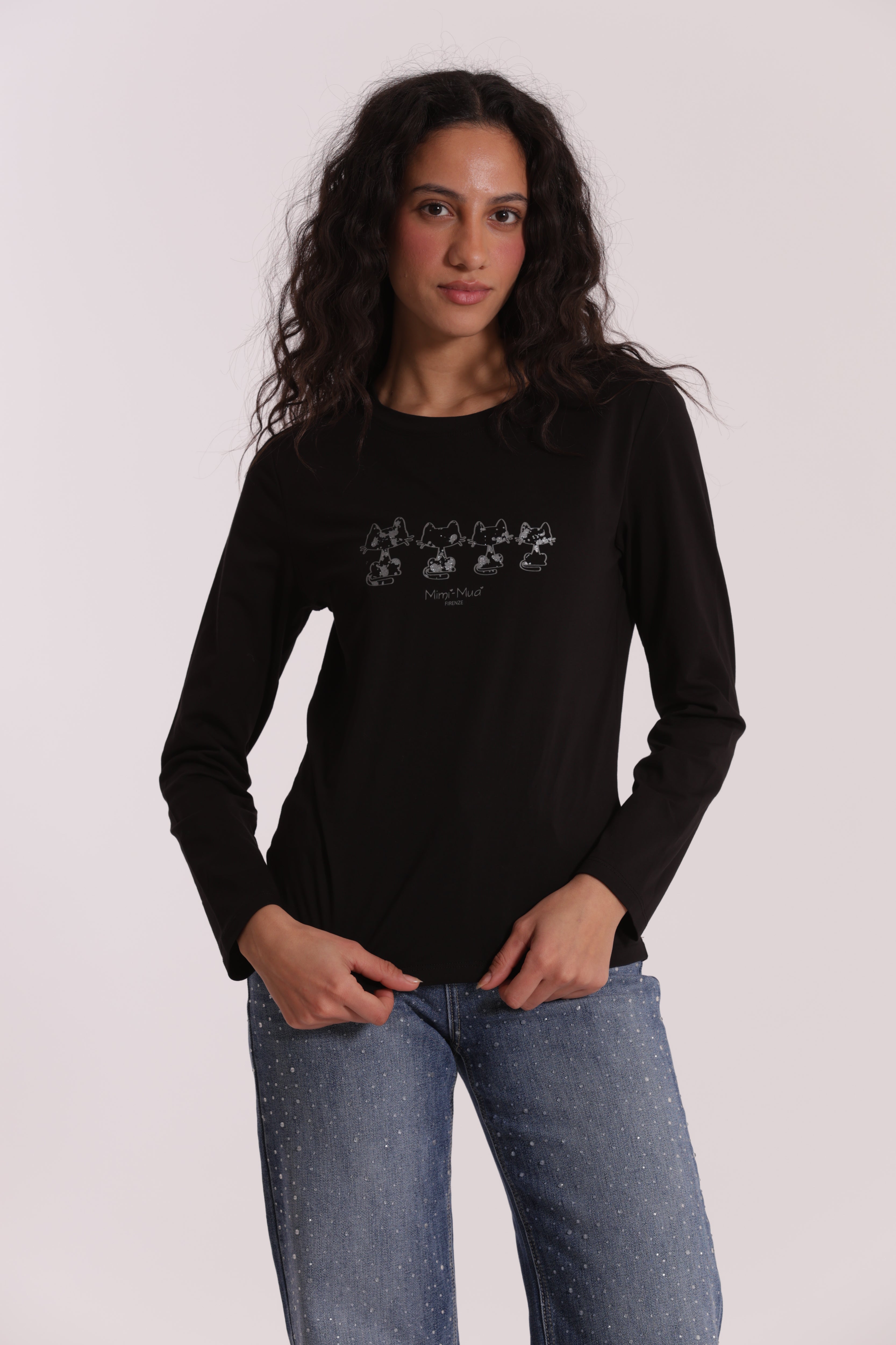 Mimi Mua t-shirt gatti matriosca nera