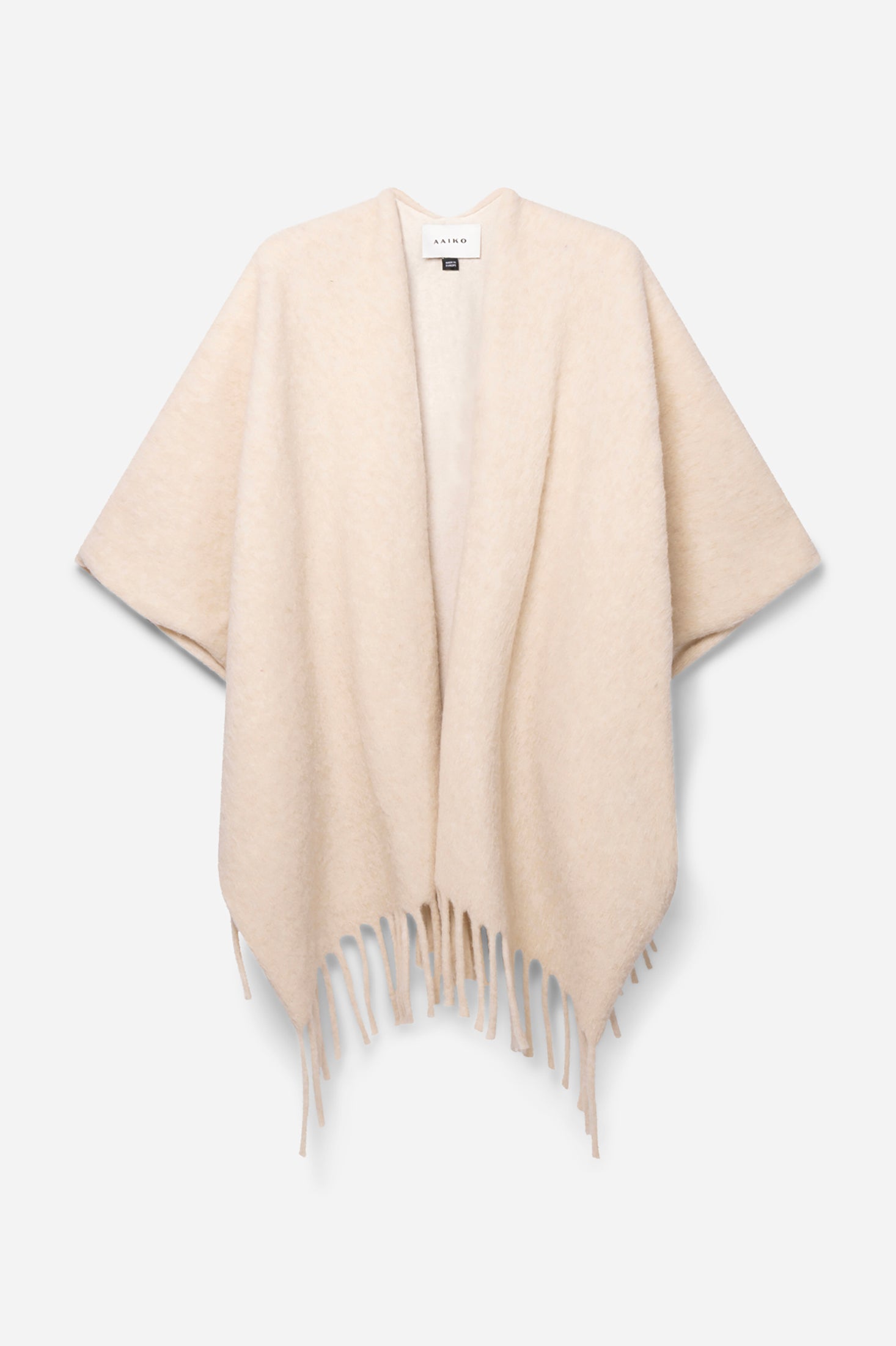 Aaiko Mila poncho crema in misto lana