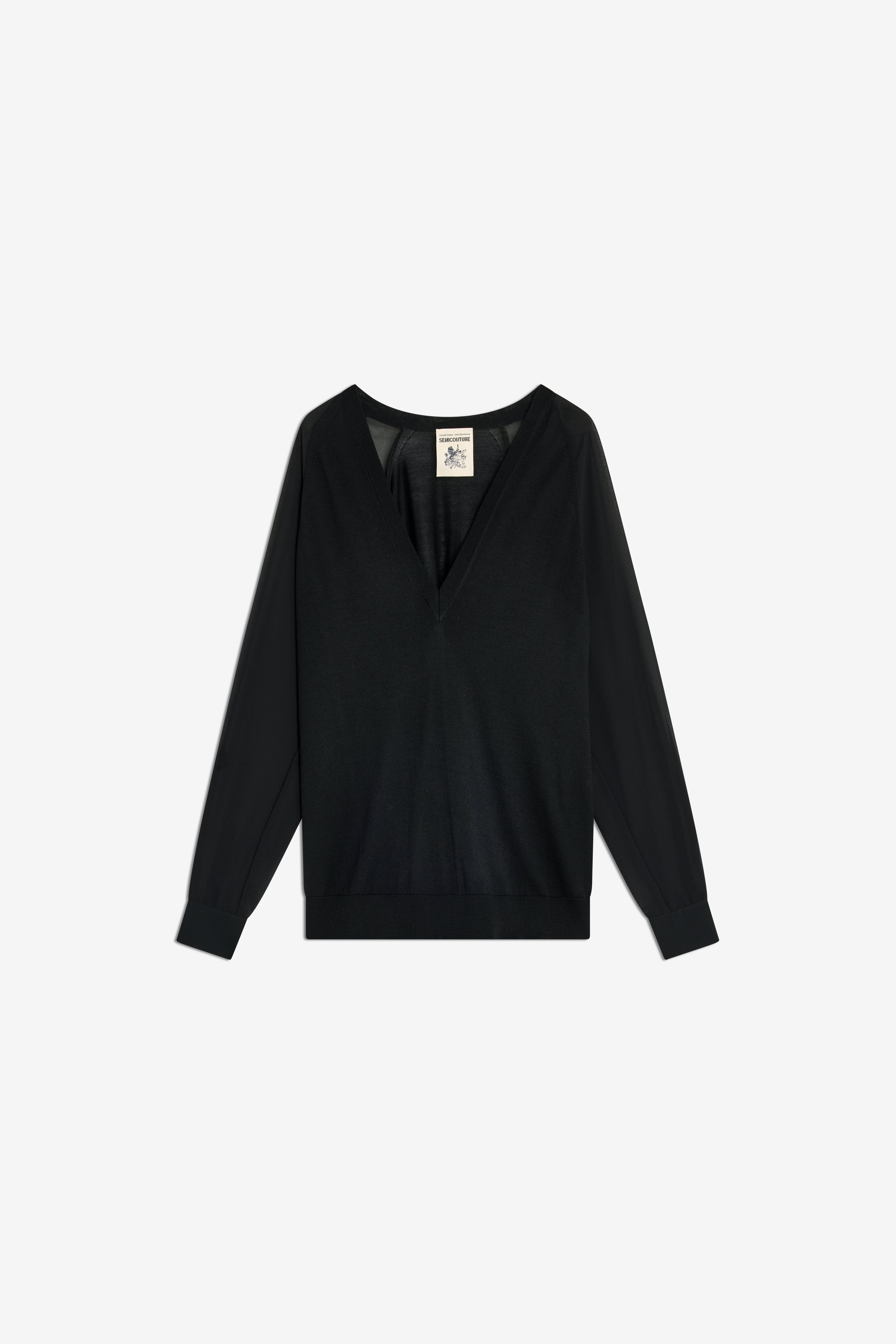 Semicouture Jetta maglia lana nera scollo V
