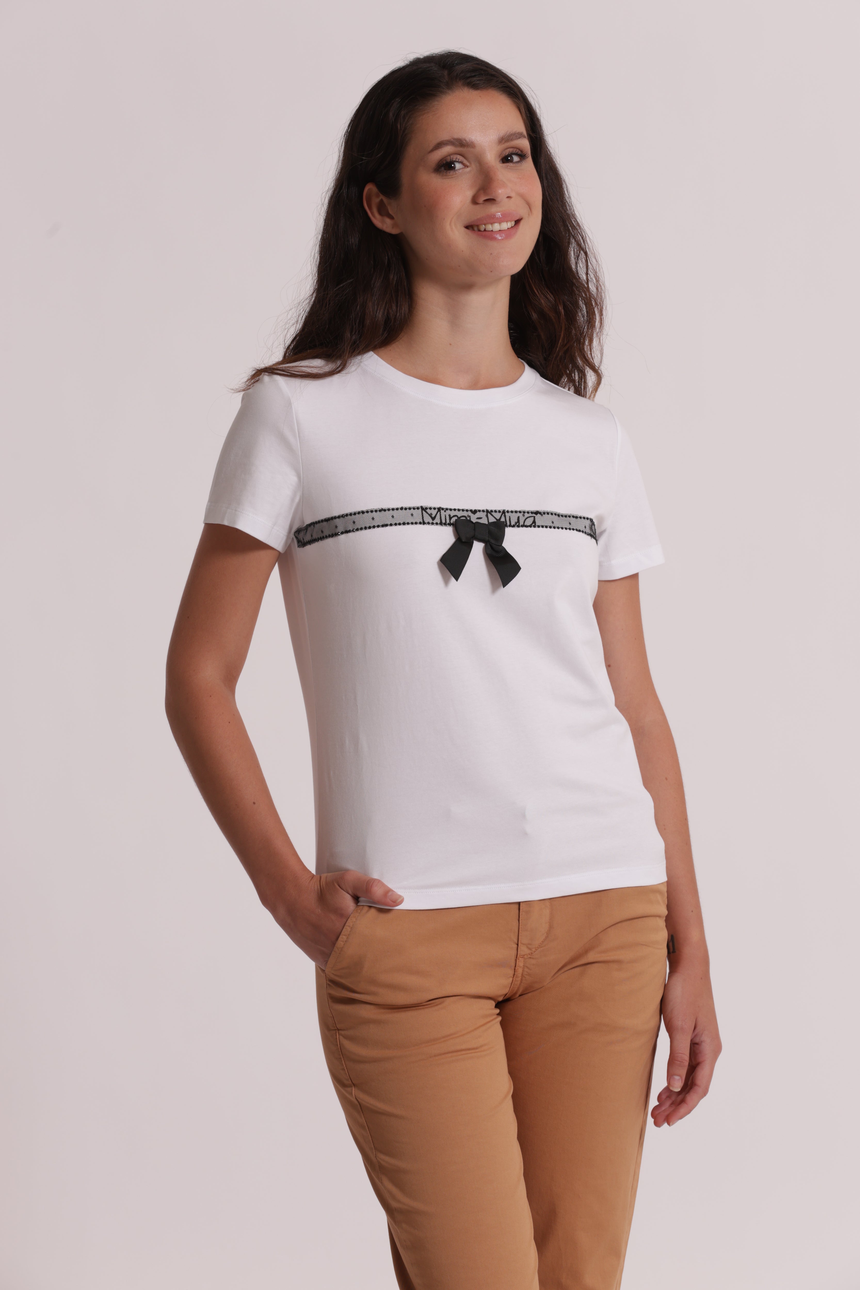 Mimi Mua T-Shirt Fiocco Cotone Bianco