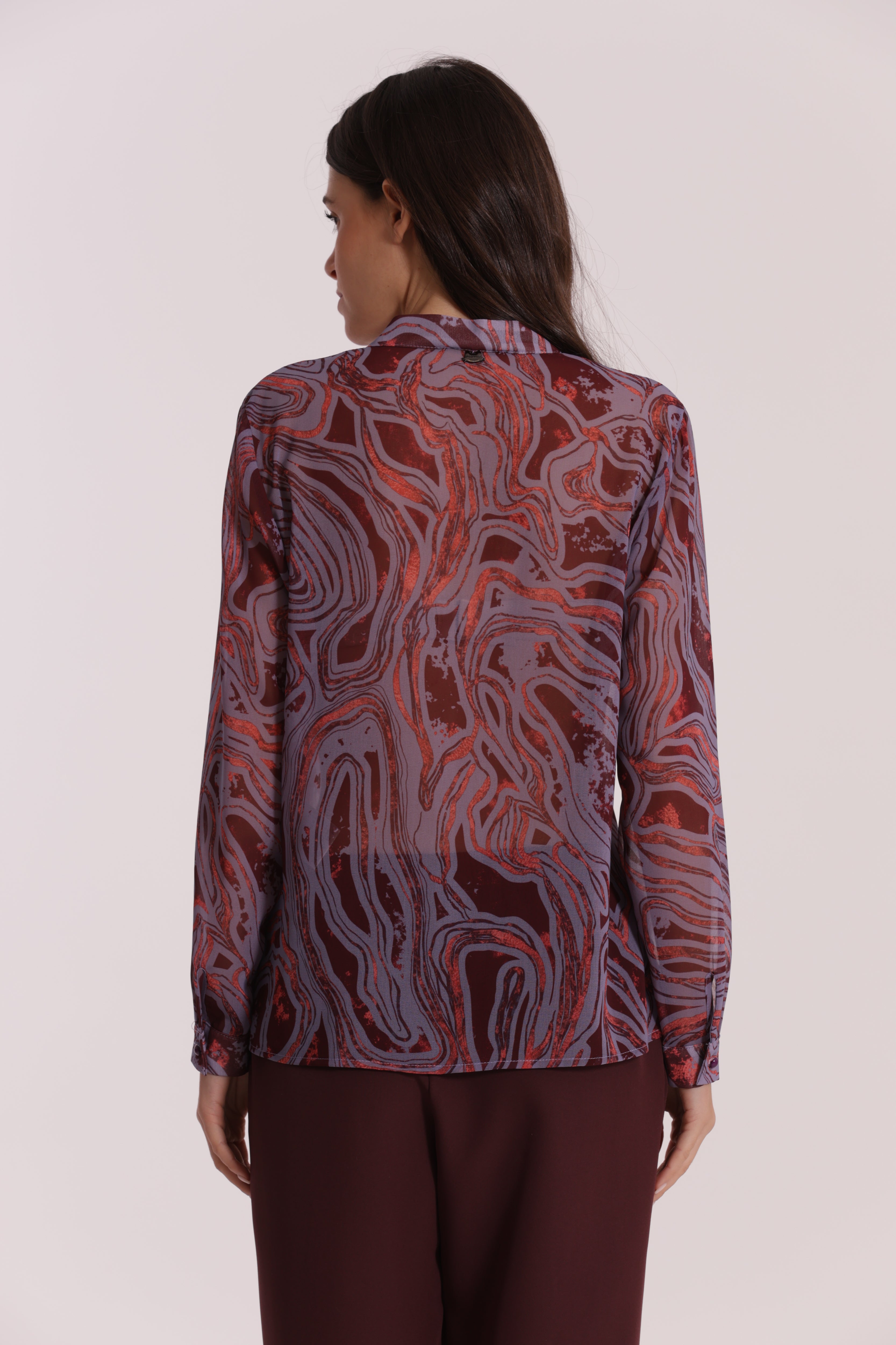 Mimi Mua Blusa con Pieghe Fantasia Marmorea malva