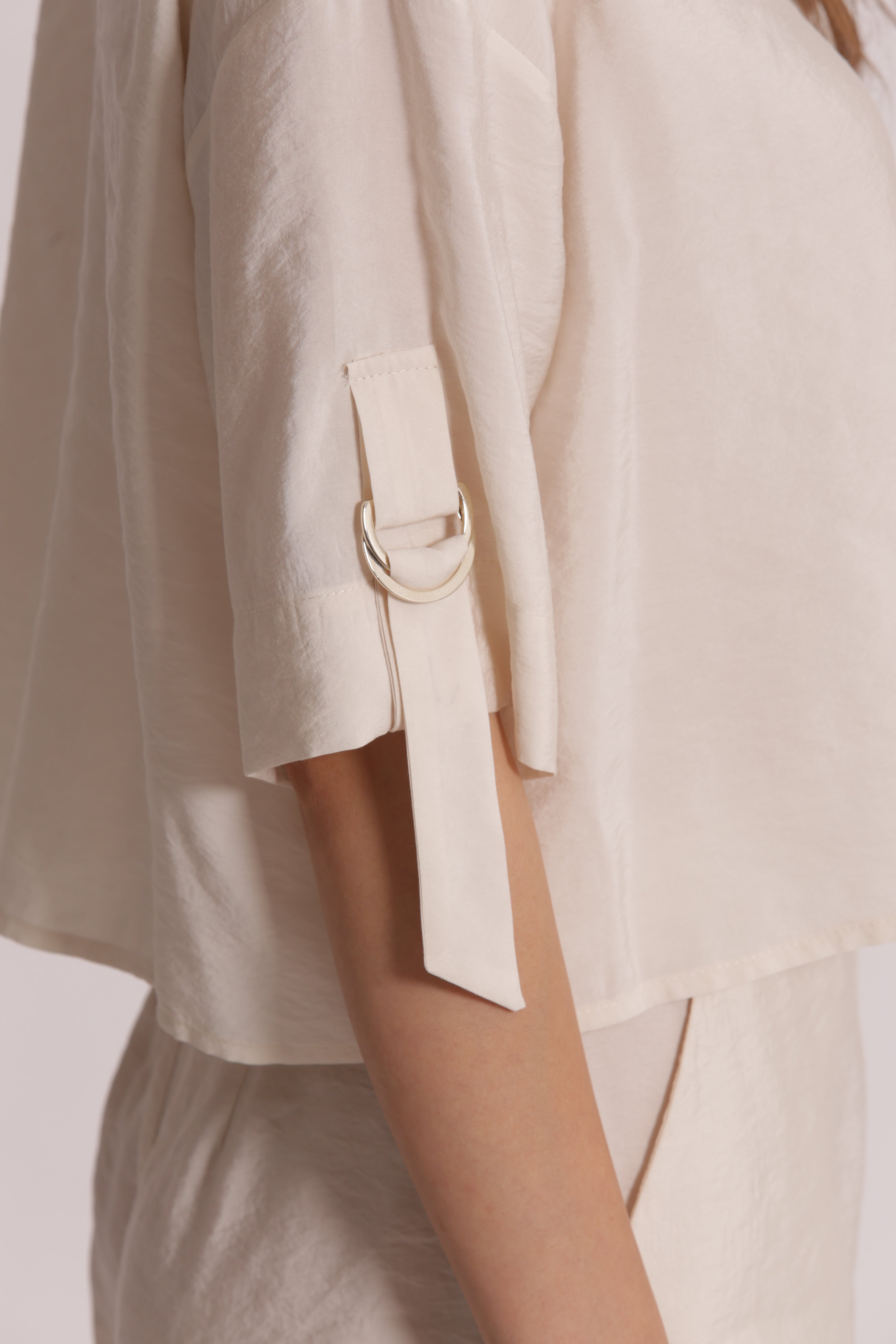 Mimi Mua Cropped Fibbie Modal Cupro Camicia Latte