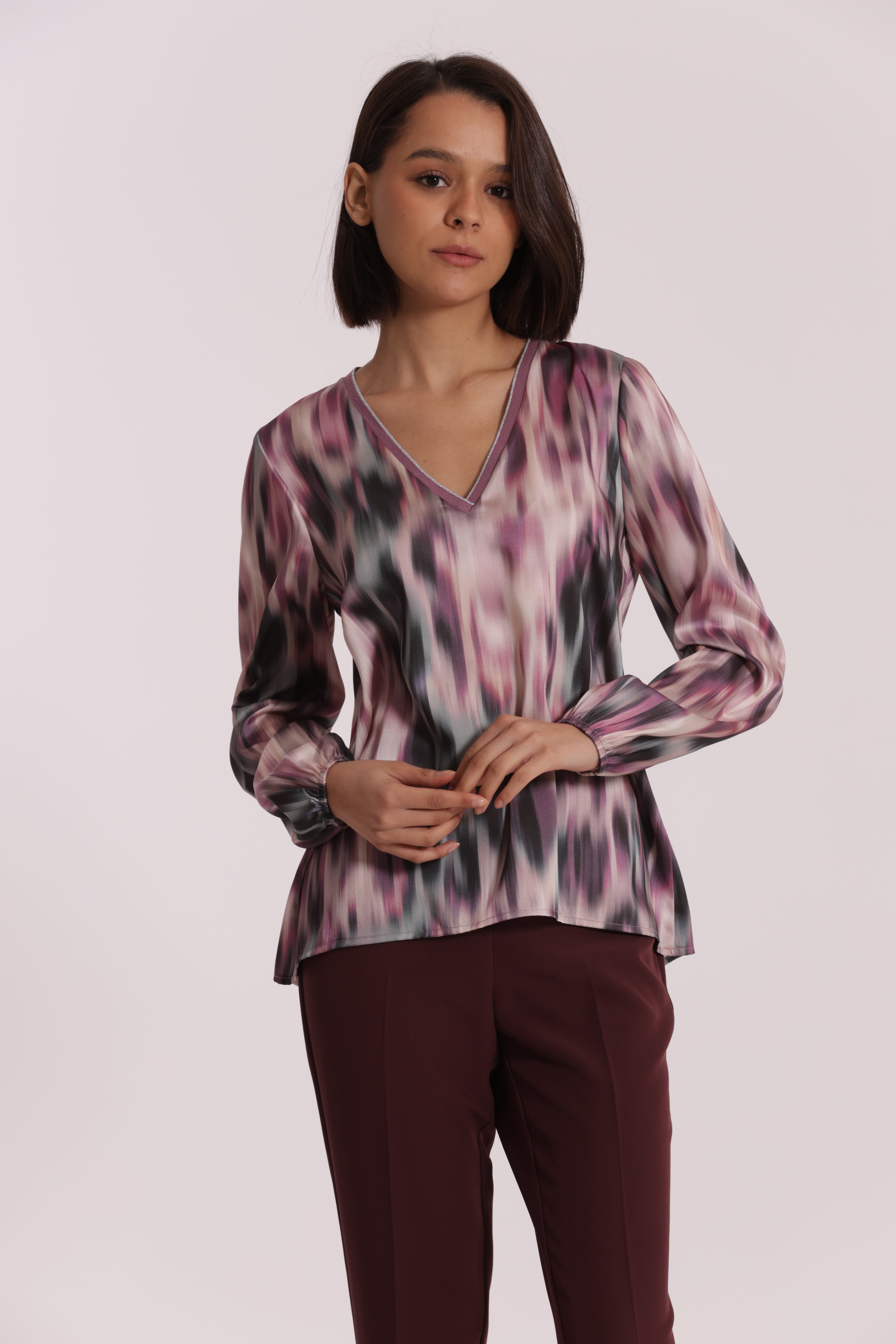 Mimi Mua Blusa Scollo V Lurex Fusion Mosto