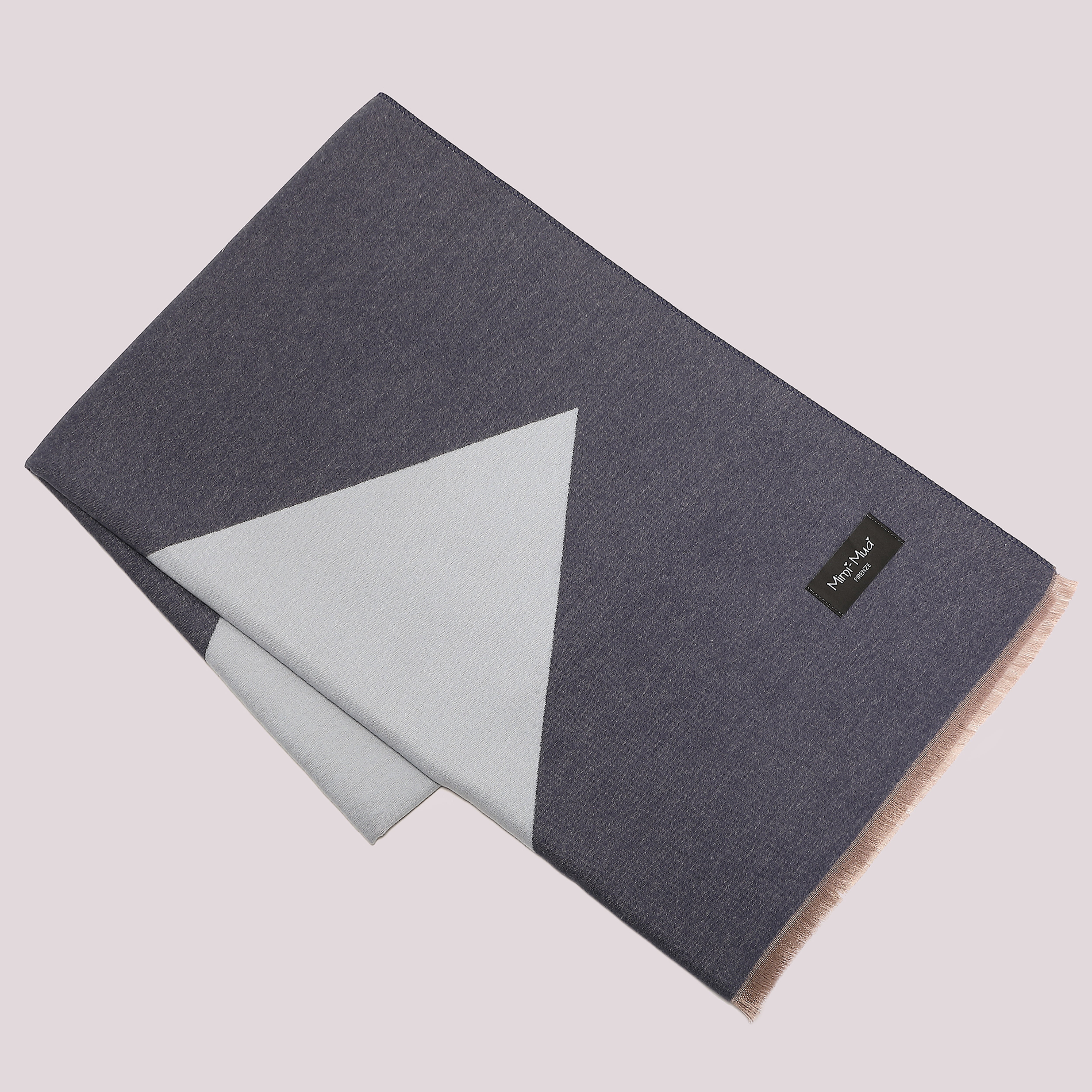 Mimi Mua Sciarpa Bicolor Triangoli Blu Celeste