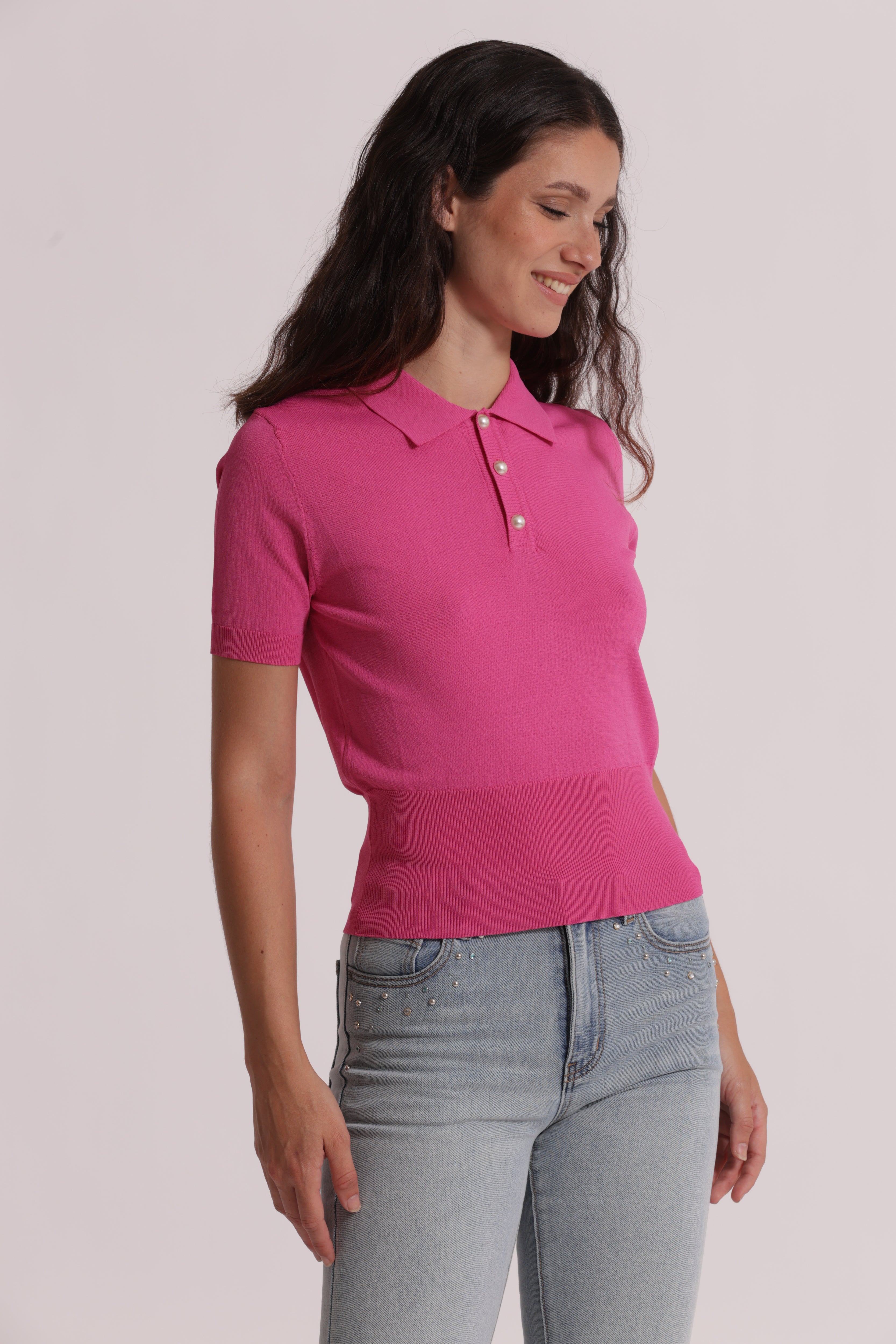 Mimi Mua polo maglia maniche corte nero viscosa
