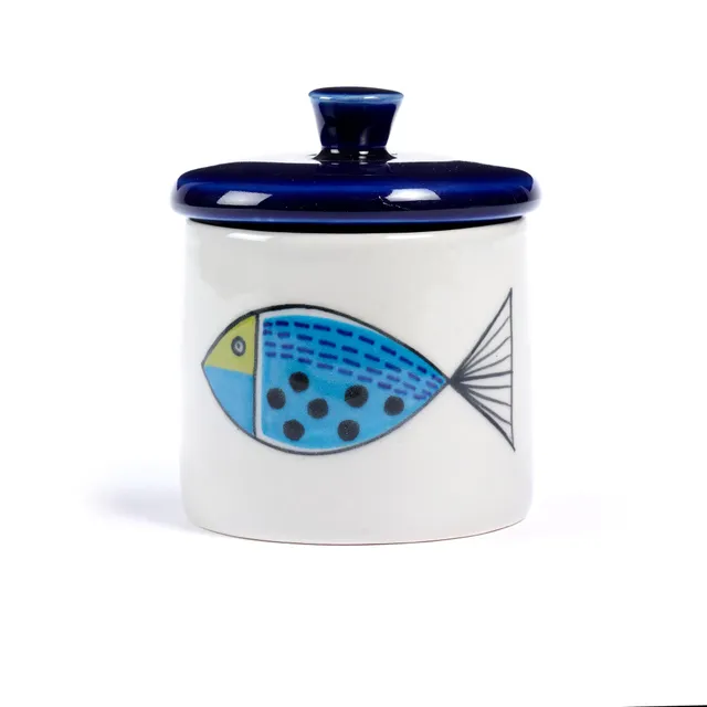 On Earth Cooperative Collection Kaa barattolino ceramica blu 8,5x10 cm