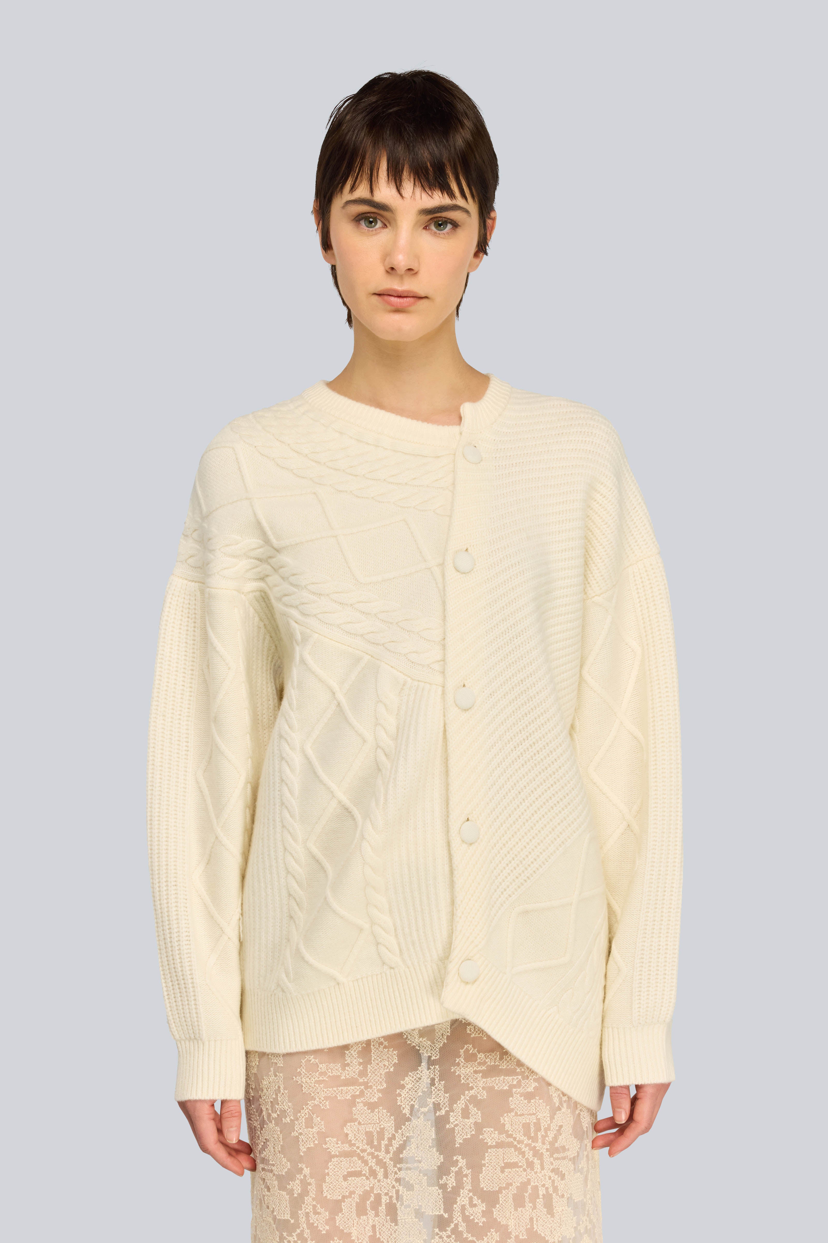 Semicouture Malvina S6WE61 cardigan burro lana over