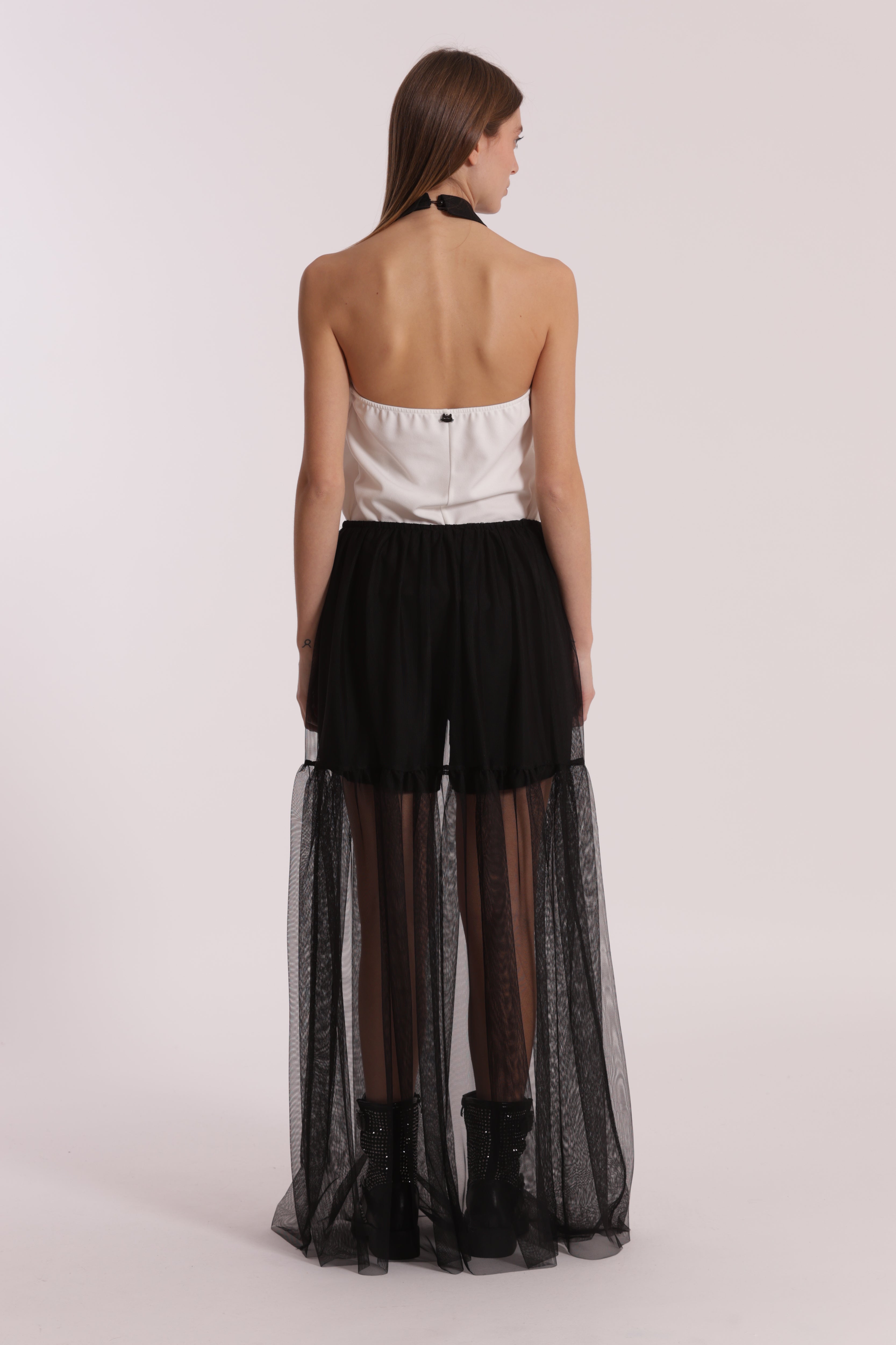 Mimi Mua Gonna Lunga in Tulle Gonna Nera Velata